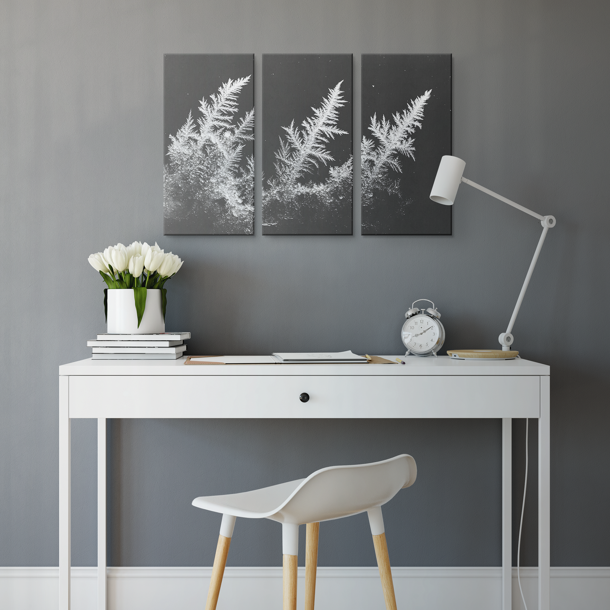 3 Piece Frozen Fern Leaf Canvas Art