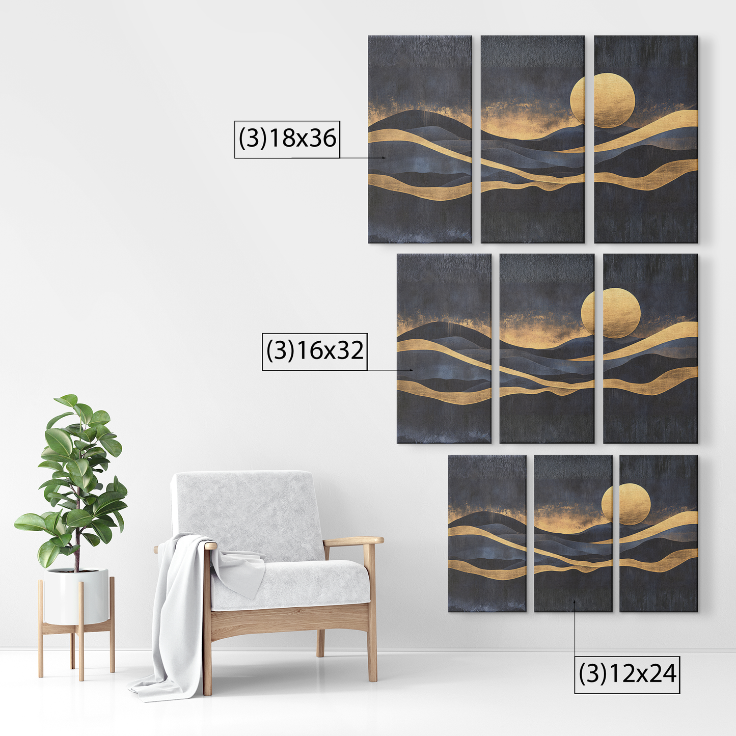 3 Piece Moonlight in the Mountains