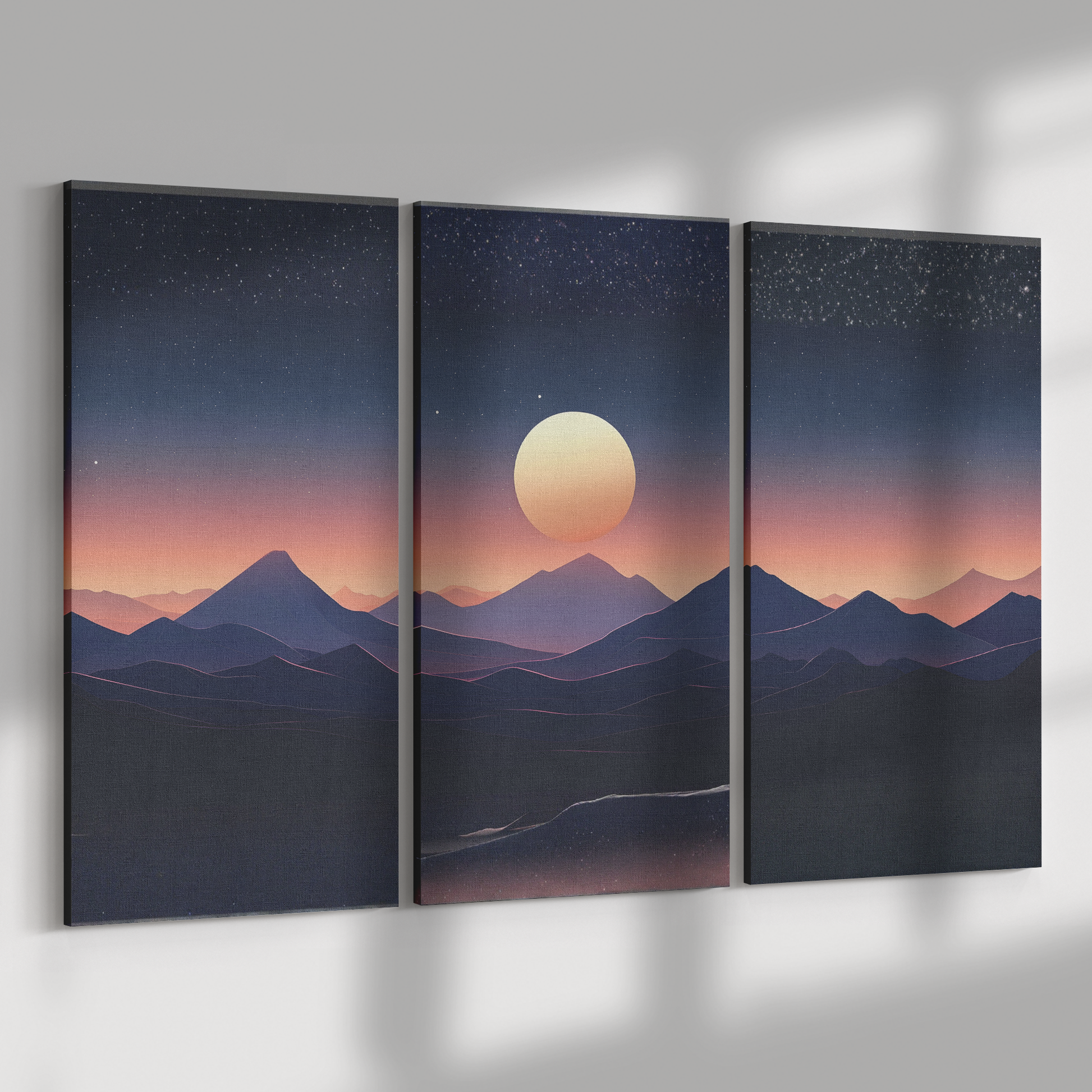 3 Piece Mountain Landscape At Sunset Art
