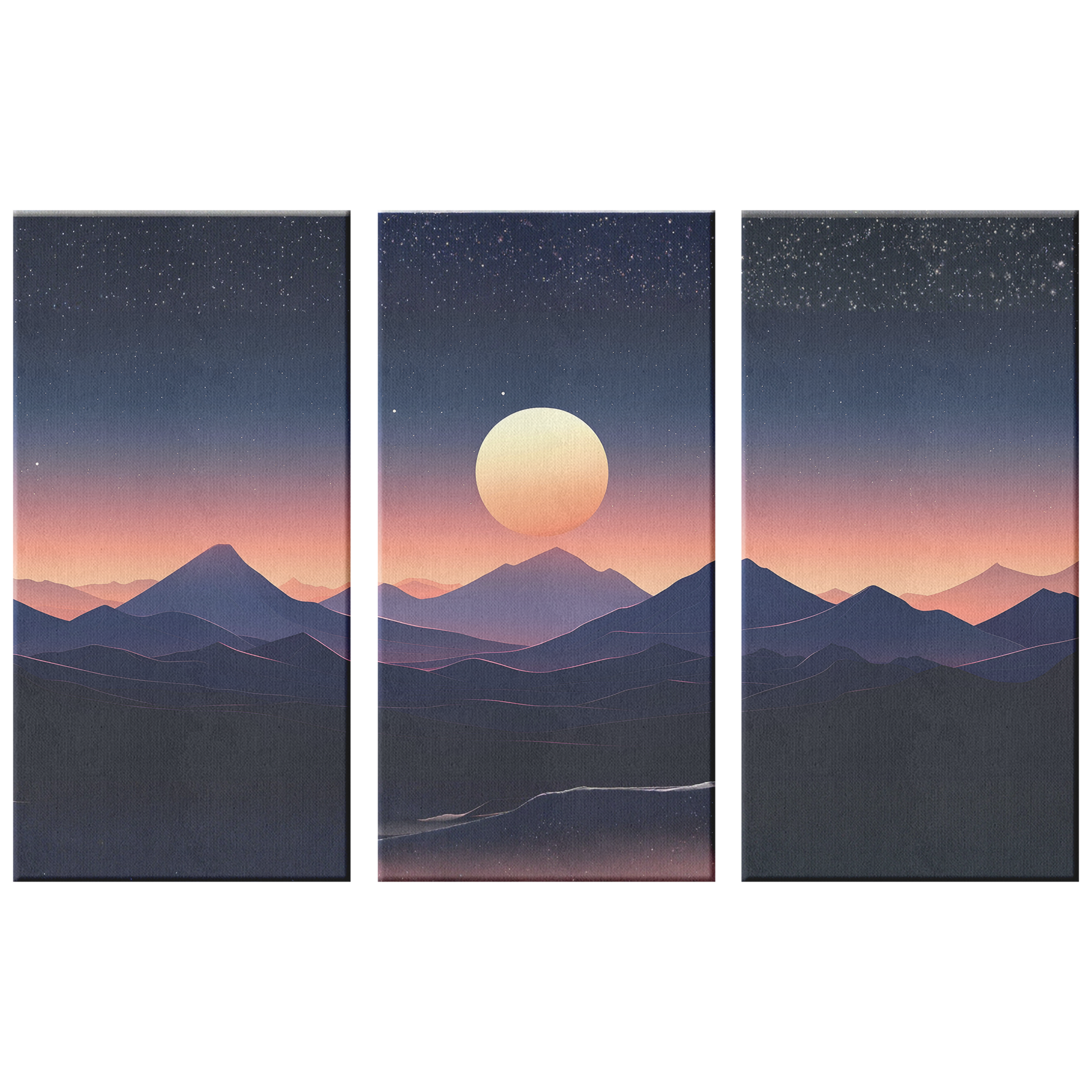 3 Piece Mountain Landscape At Sunset Art