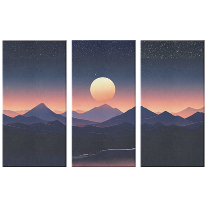 3 Piece Mountain Landscape At Sunset Art