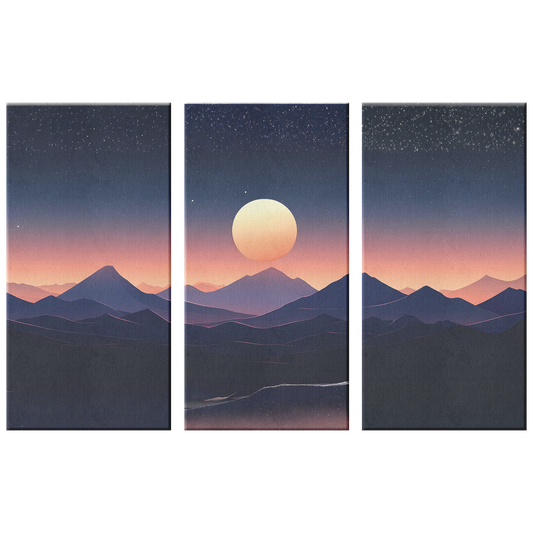 3 Piece Mountain Landscape At Sunset Art