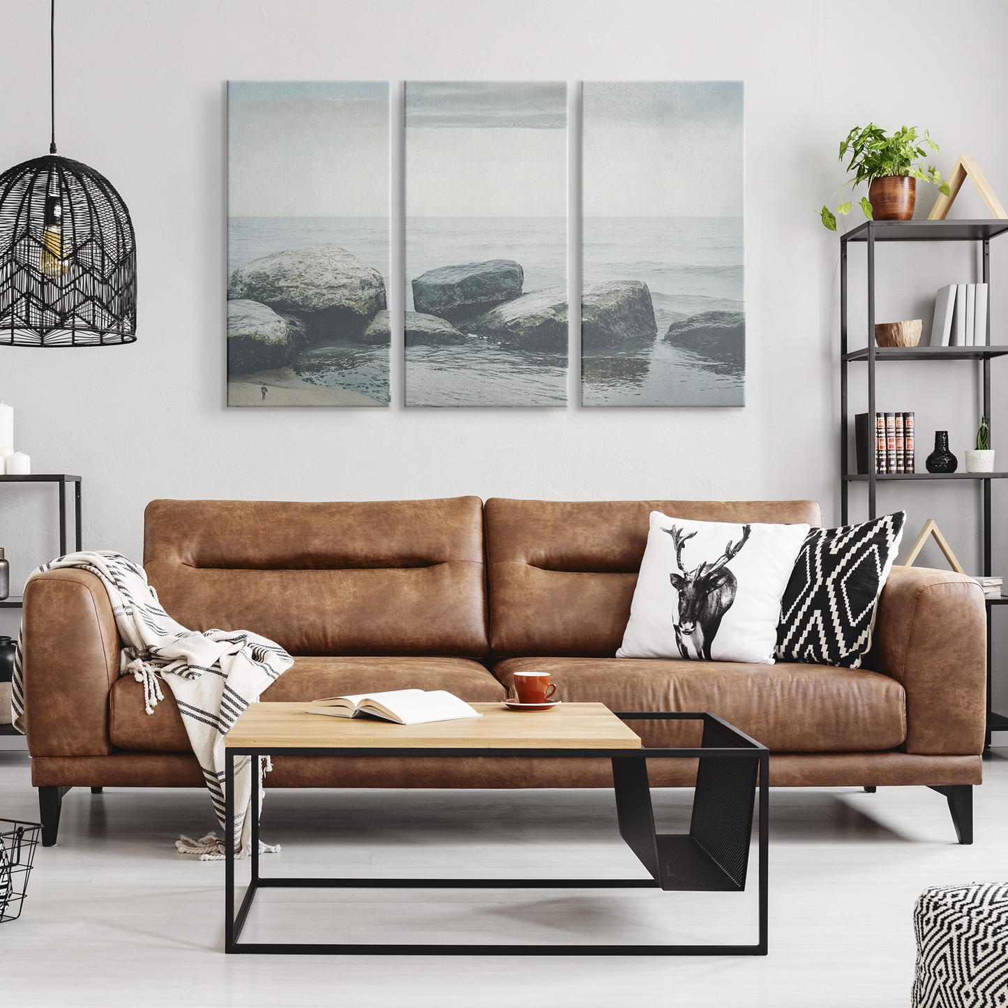 3 Piece Rocky Ocean Wall Art
