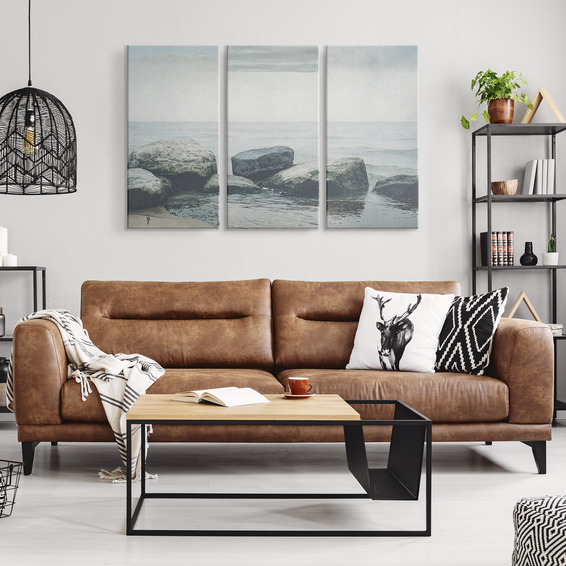 3 Piece Rocky Ocean Wall Art