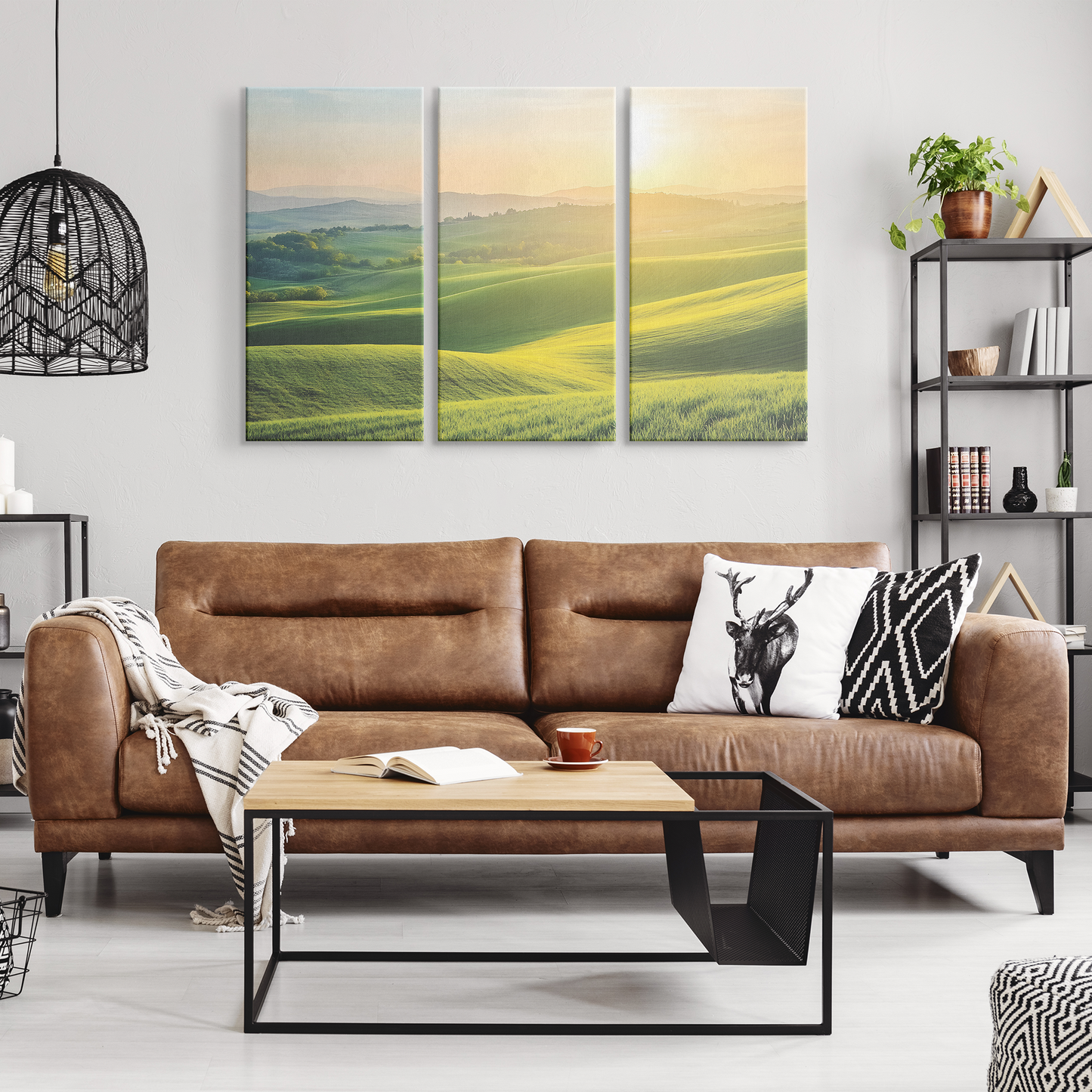 3 Piece Tuscany Hills Sunset Canvas Art