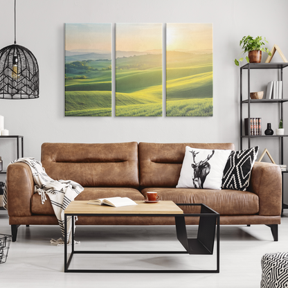 3 Piece Tuscany Hills Sunset Canvas Art