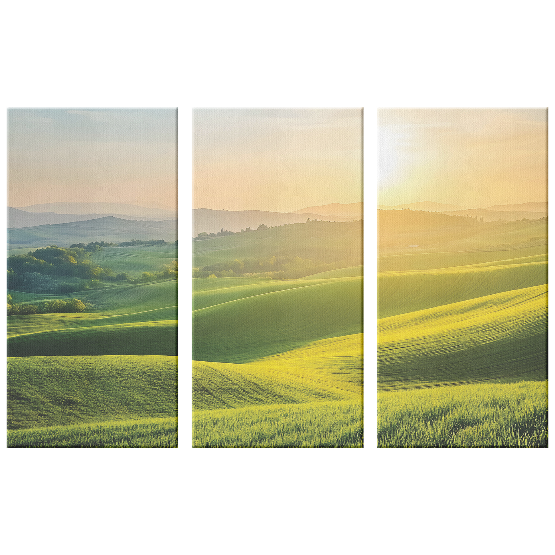 3 Piece Tuscany Hills Sunset Canvas Art