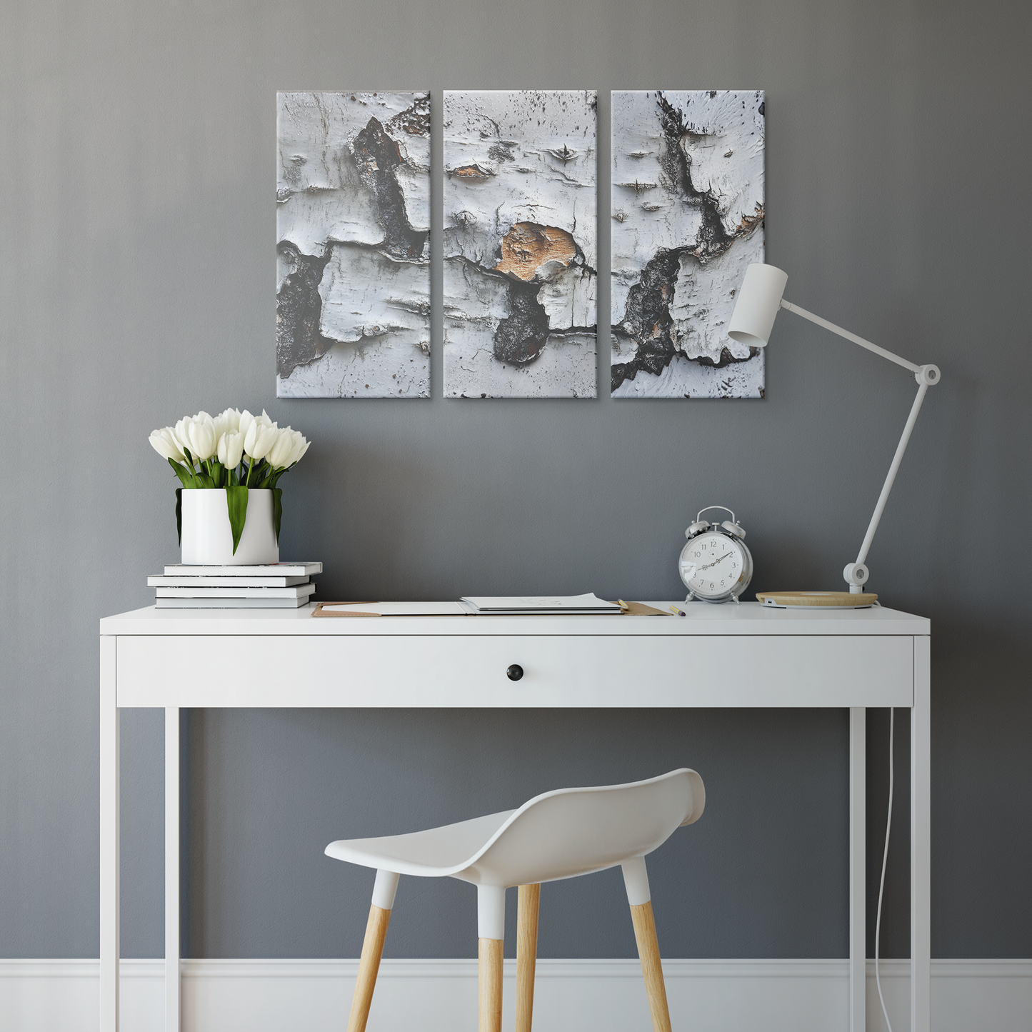 3 Piece Textured Birch Tree Art