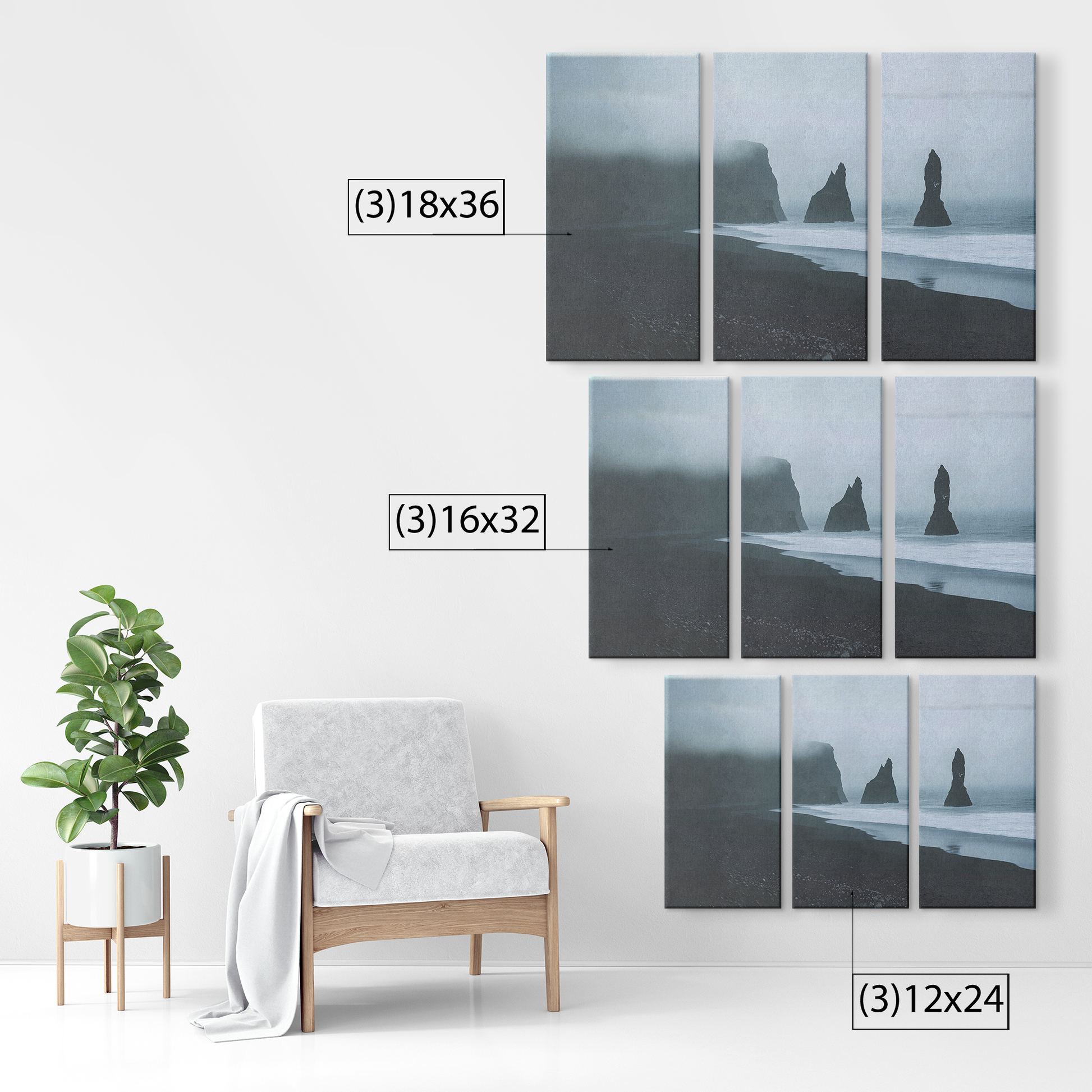 3 piece Black Sand Beach Art