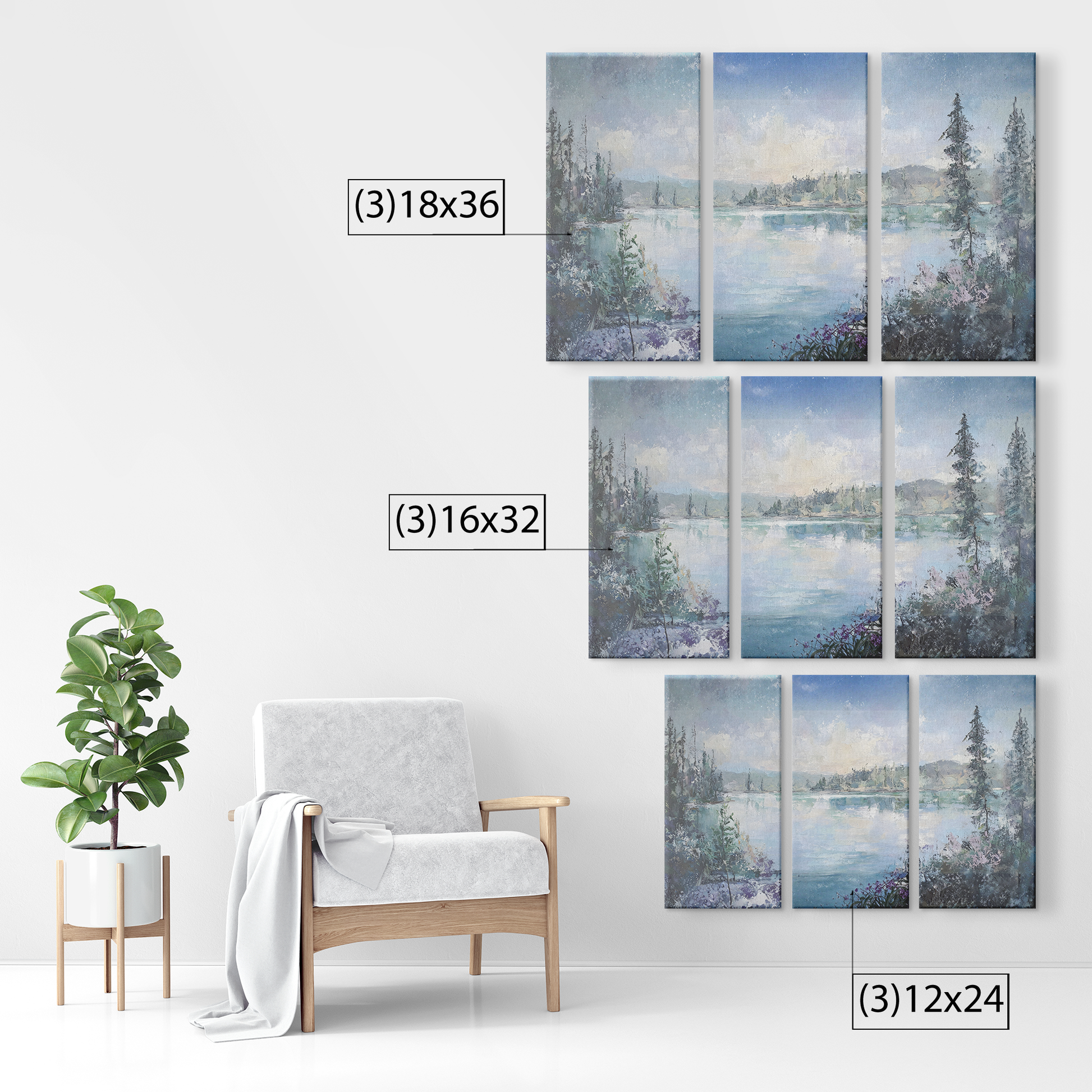 3 piece Lake Art Canvas