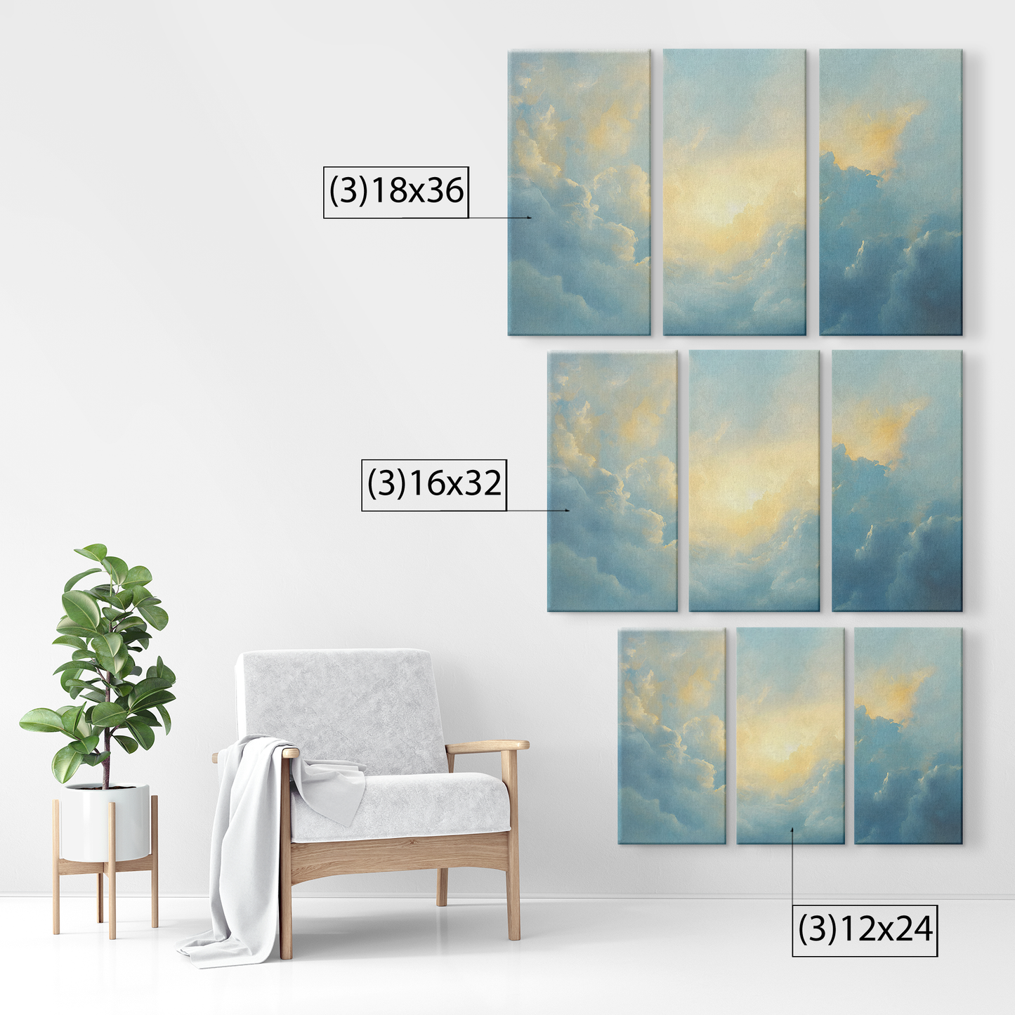 3 piece Cloud Canvas Art