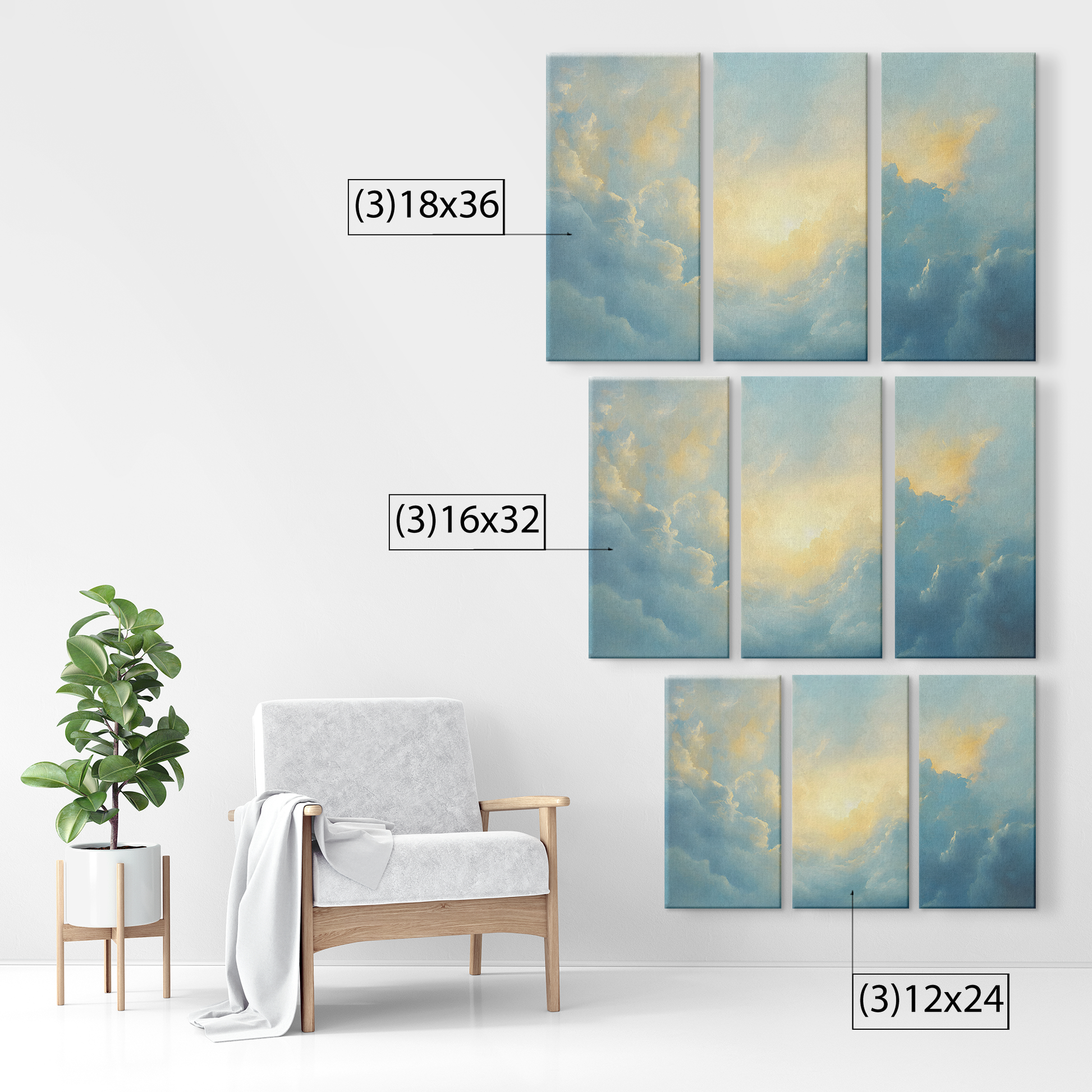 3 piece Cloud Canvas Art
