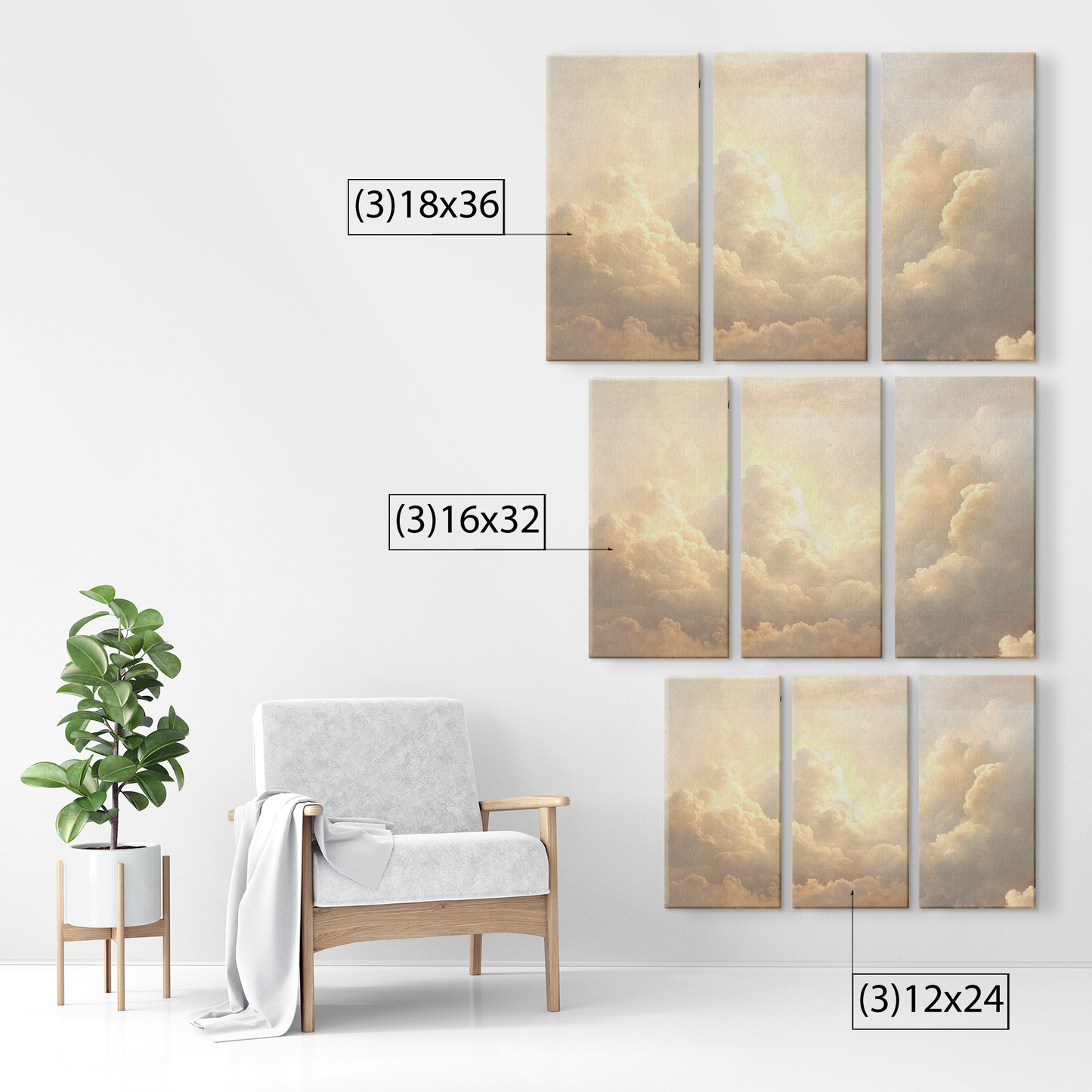 3 piece Clouds Canvas