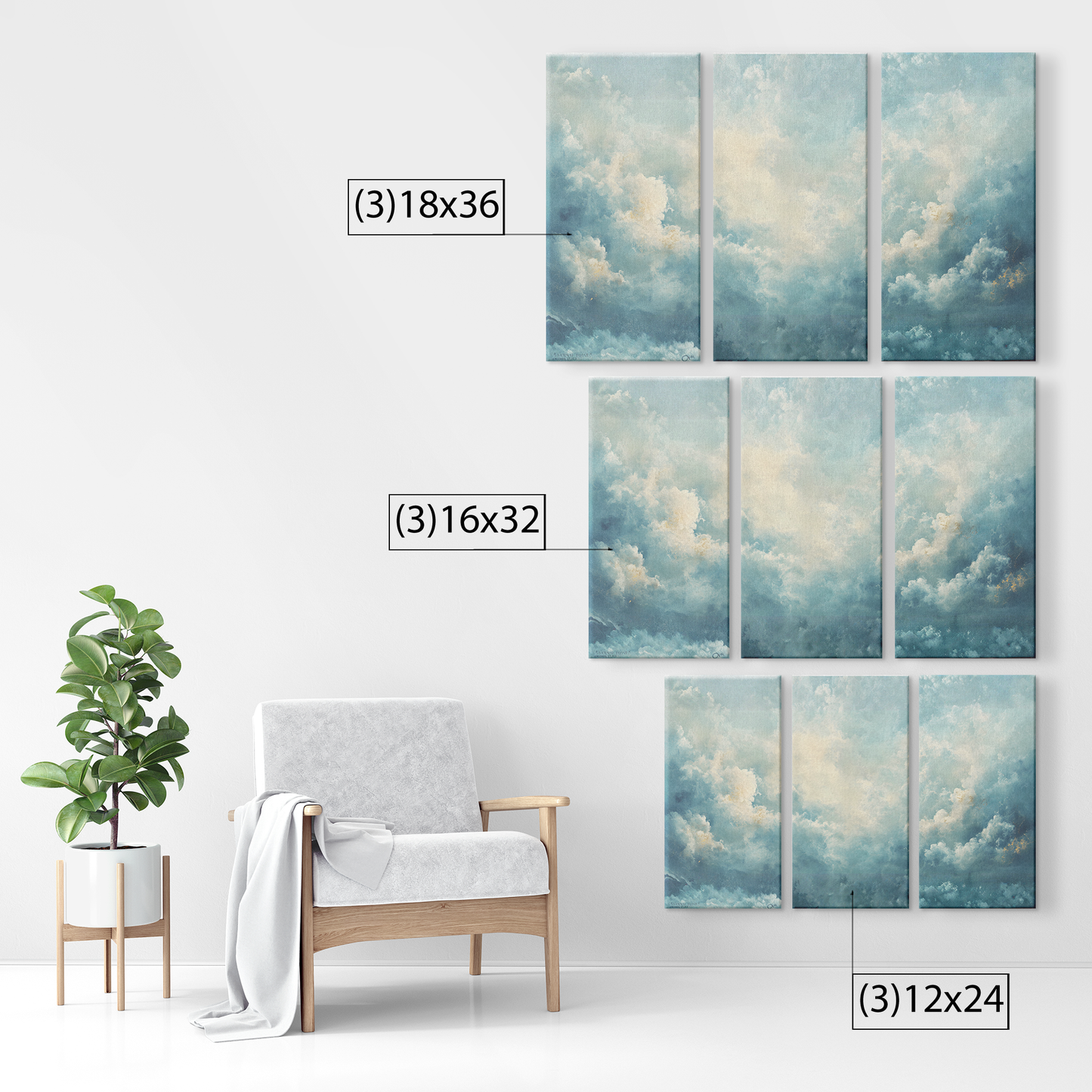 3 piece Clouds Canvas
