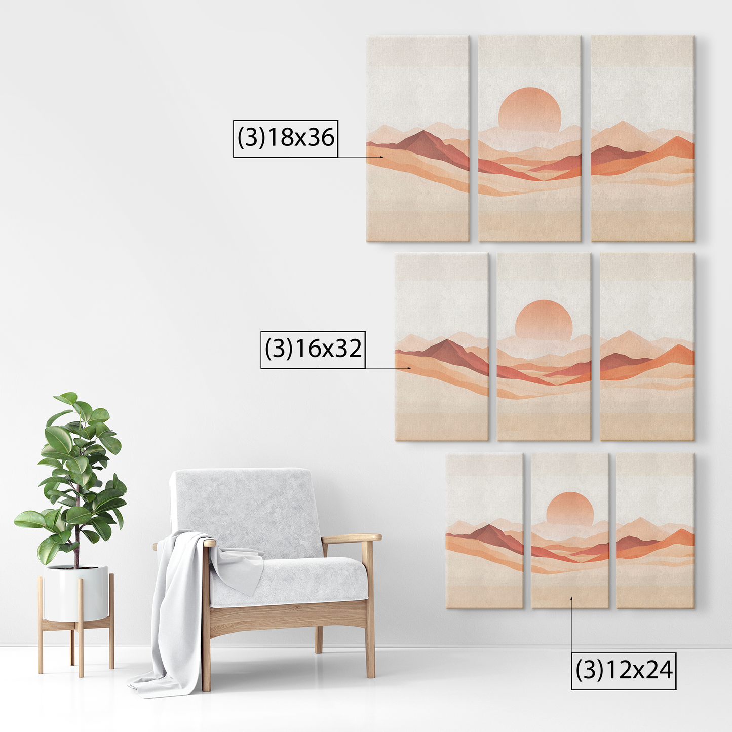 3 piece Dessert Sunset Canvas