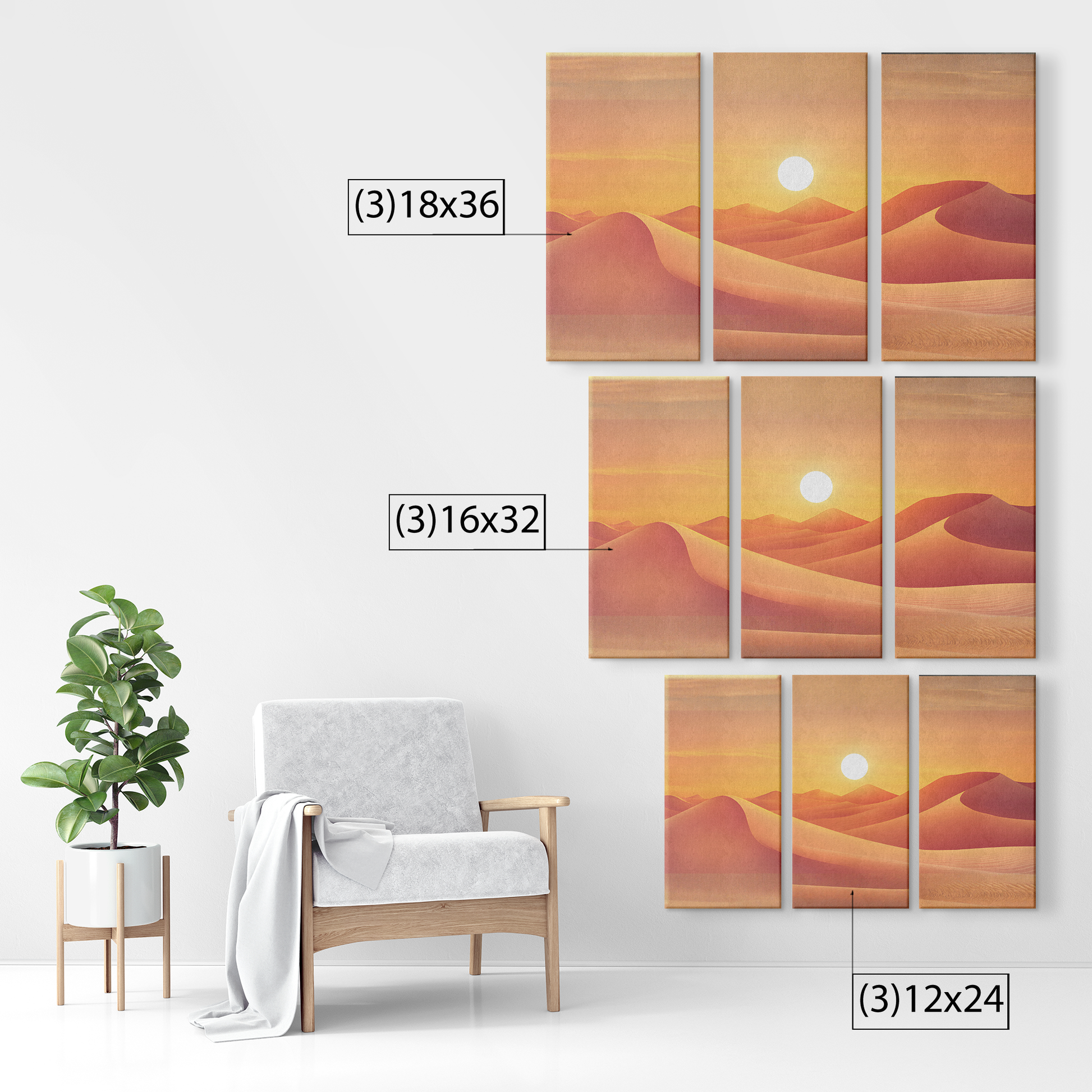 3 piece Sahara Desert Art