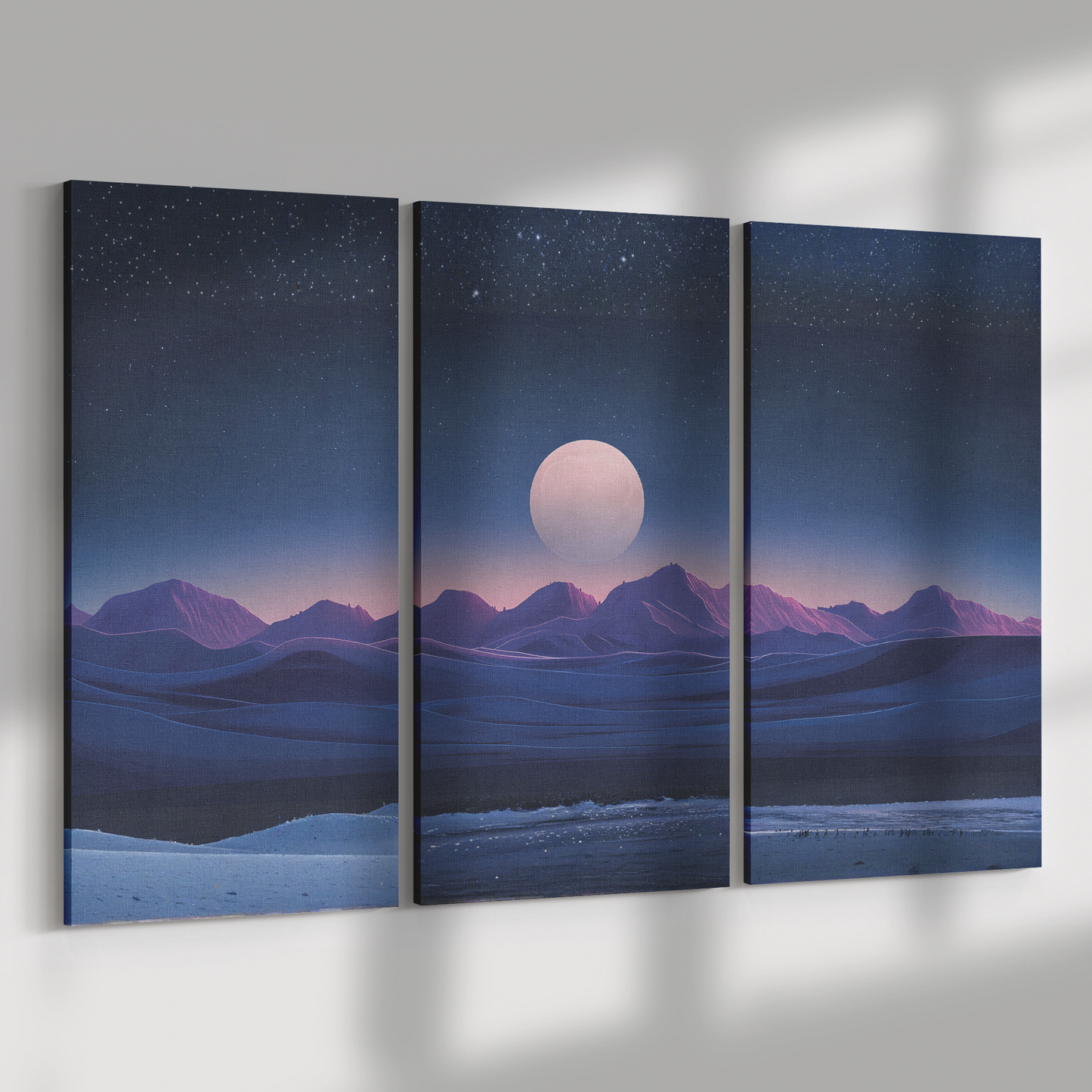 3 piece moonlit landscape Art
