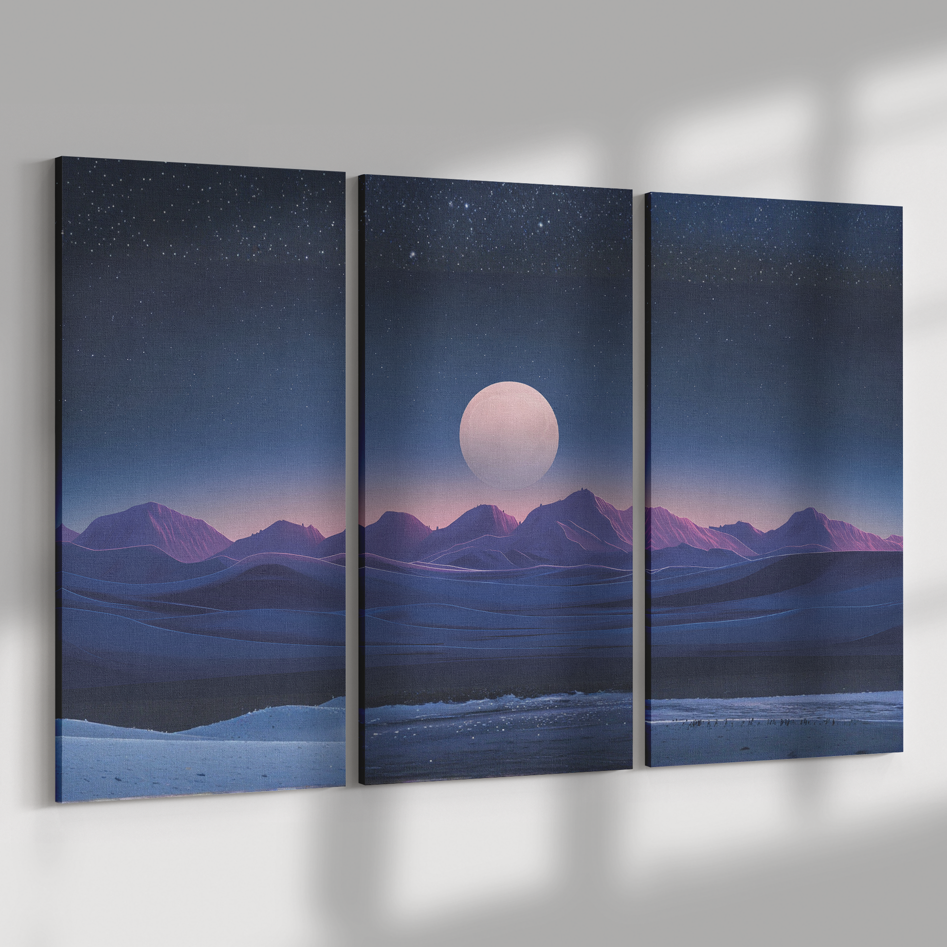 3 piece moonlit landscape Art