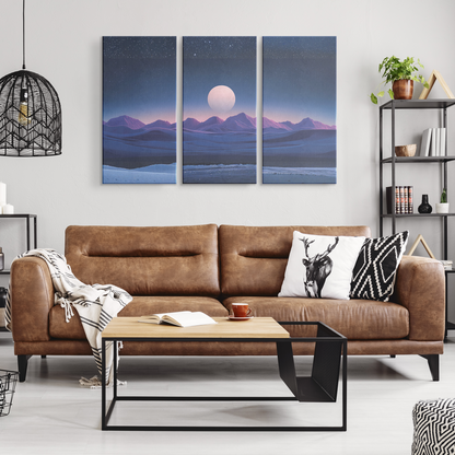 3 piece moonlit landscape Art