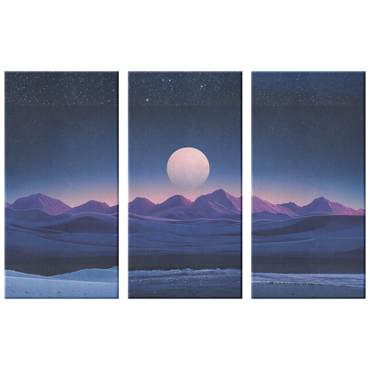 3 piece moonlit landscape Art