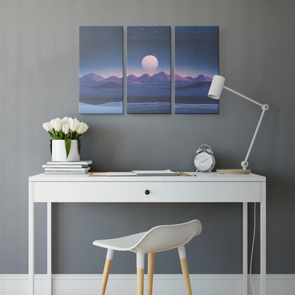 3 piece moonlit landscape Art