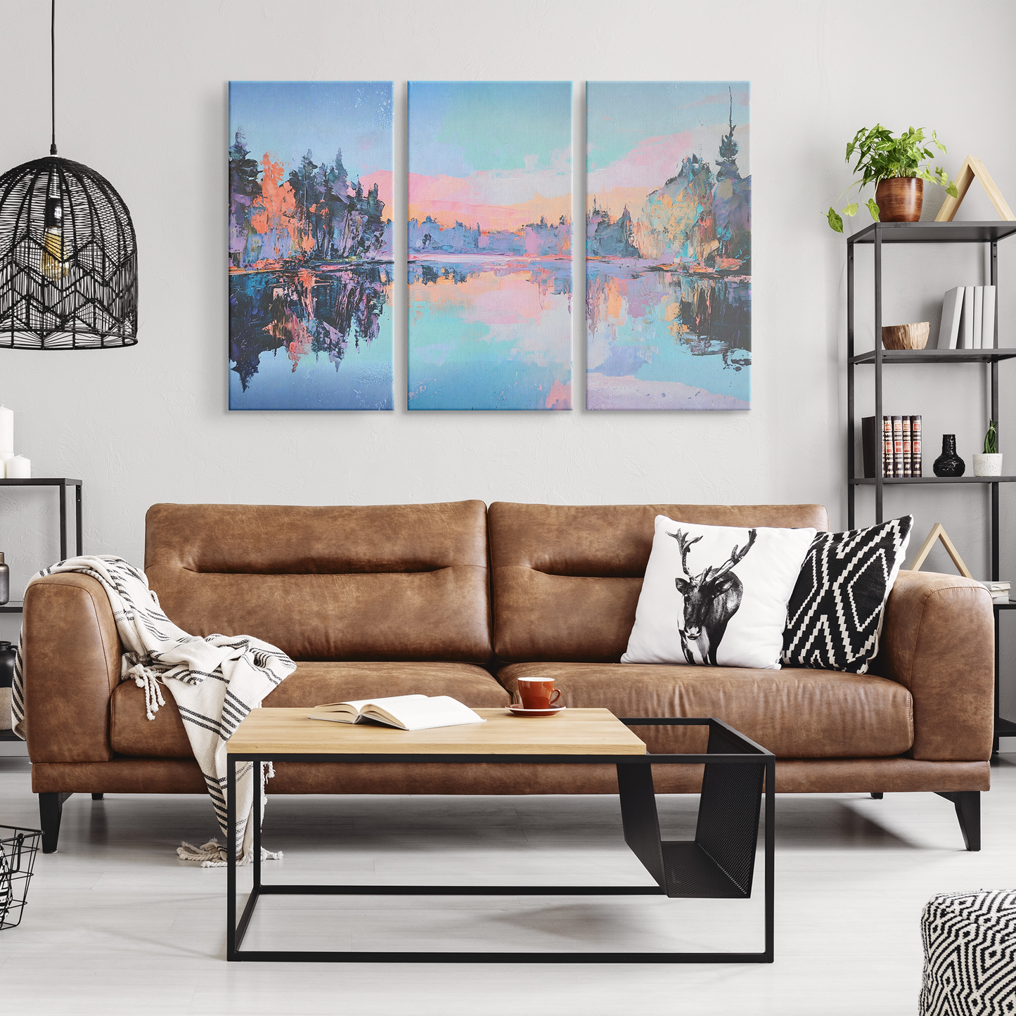 3 pieces Lake art canvas