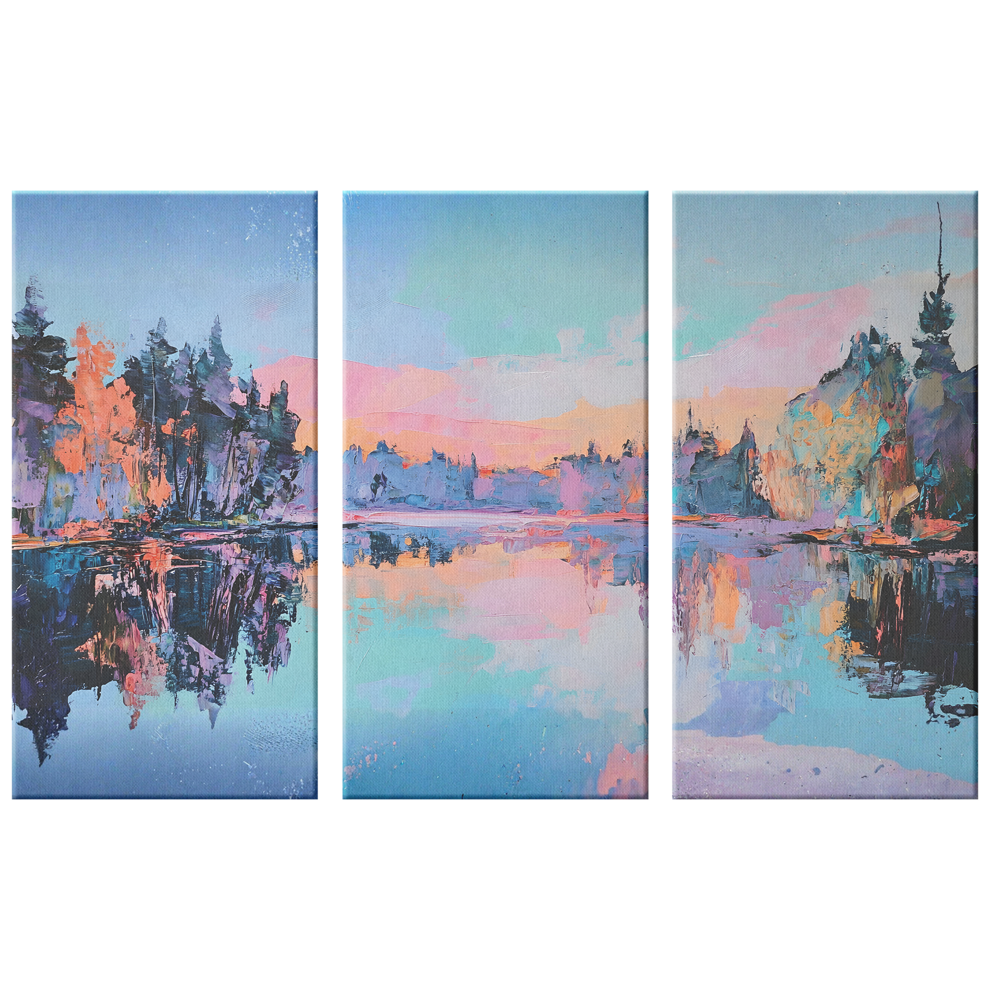 3 pieces Lake art canvas