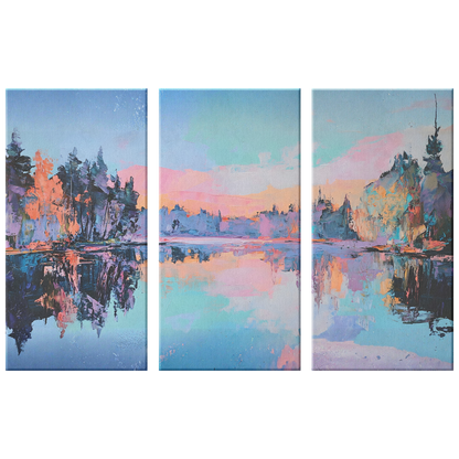 3 pieces Lake art canvas