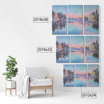 3 pieces Lake art canvas