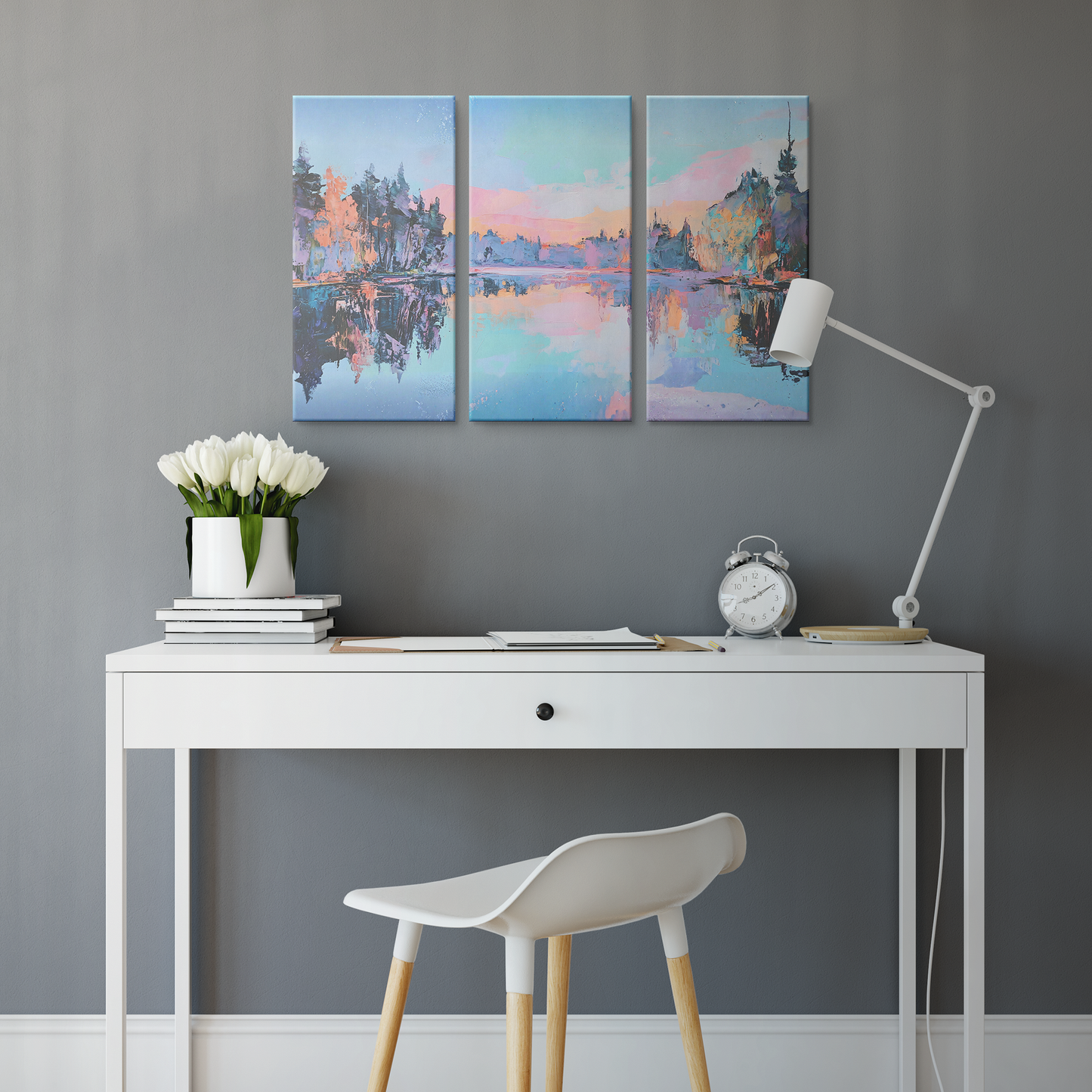 3 pieces Lake art canvas
