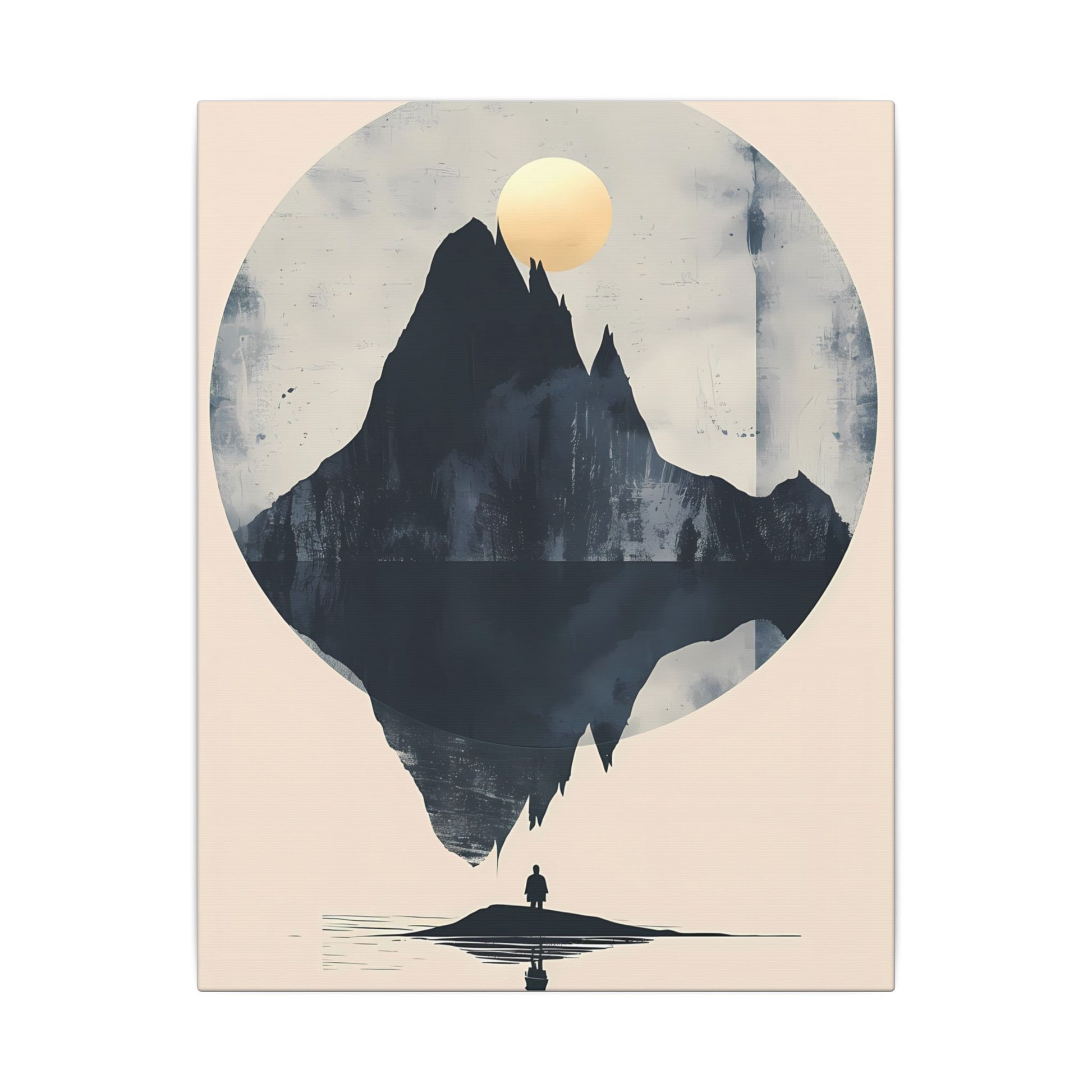 Golden Solstice Canvas Art: Abstract Mountain Reflection
