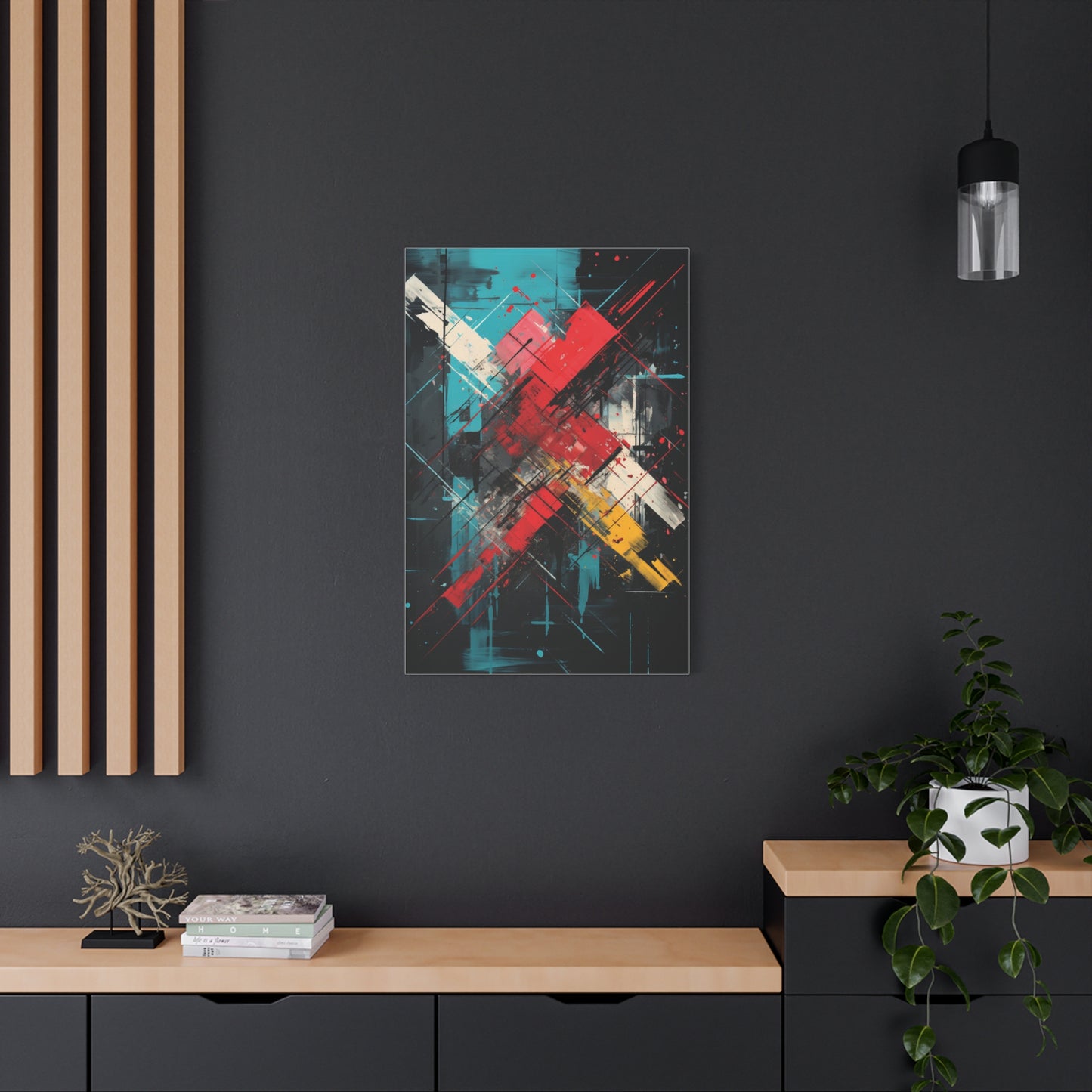 Crimson Impact — Bold Geometric Abstract Wall Art