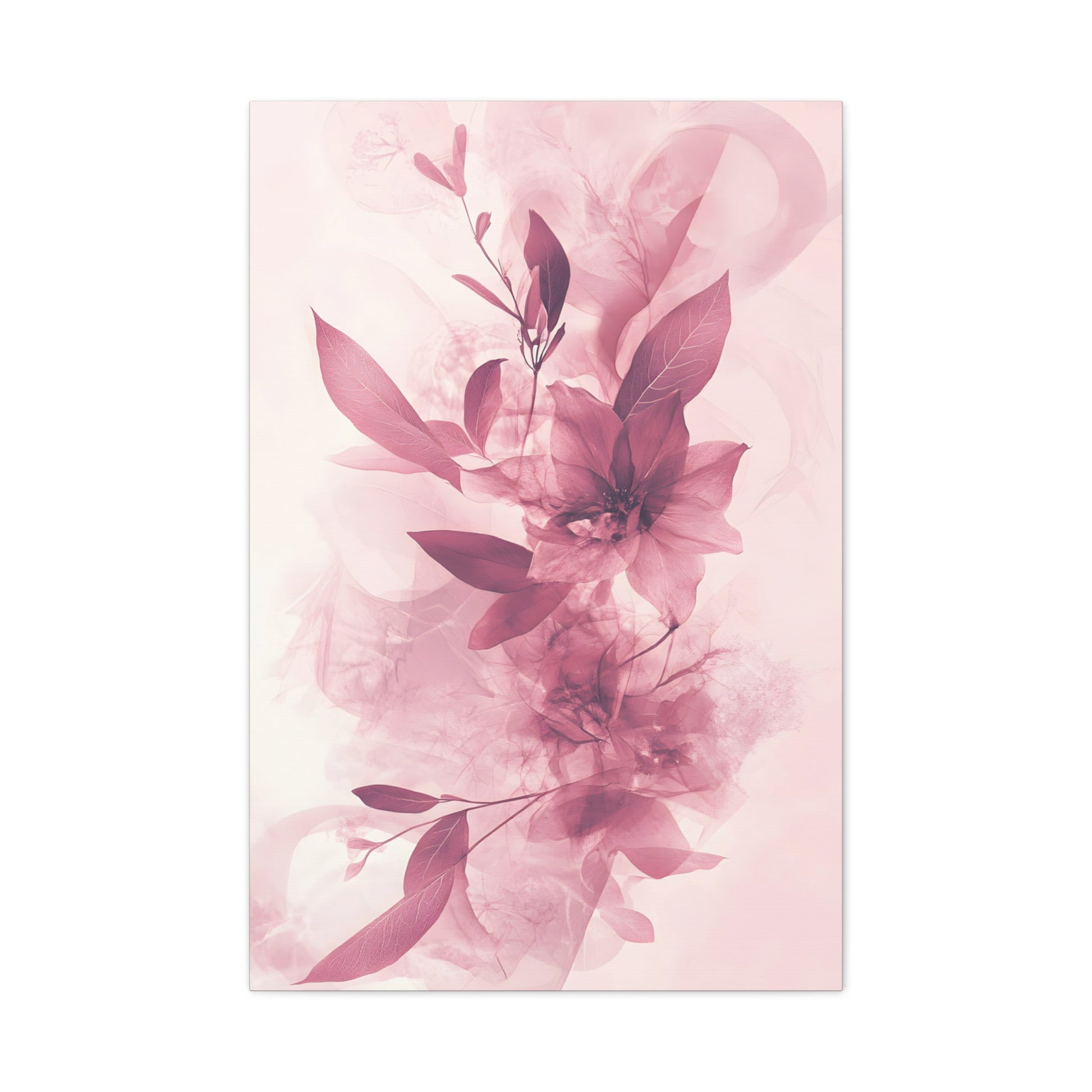 Blush Floral Canvas Wall Art — Pink Botanical Matte Stretched Canvas