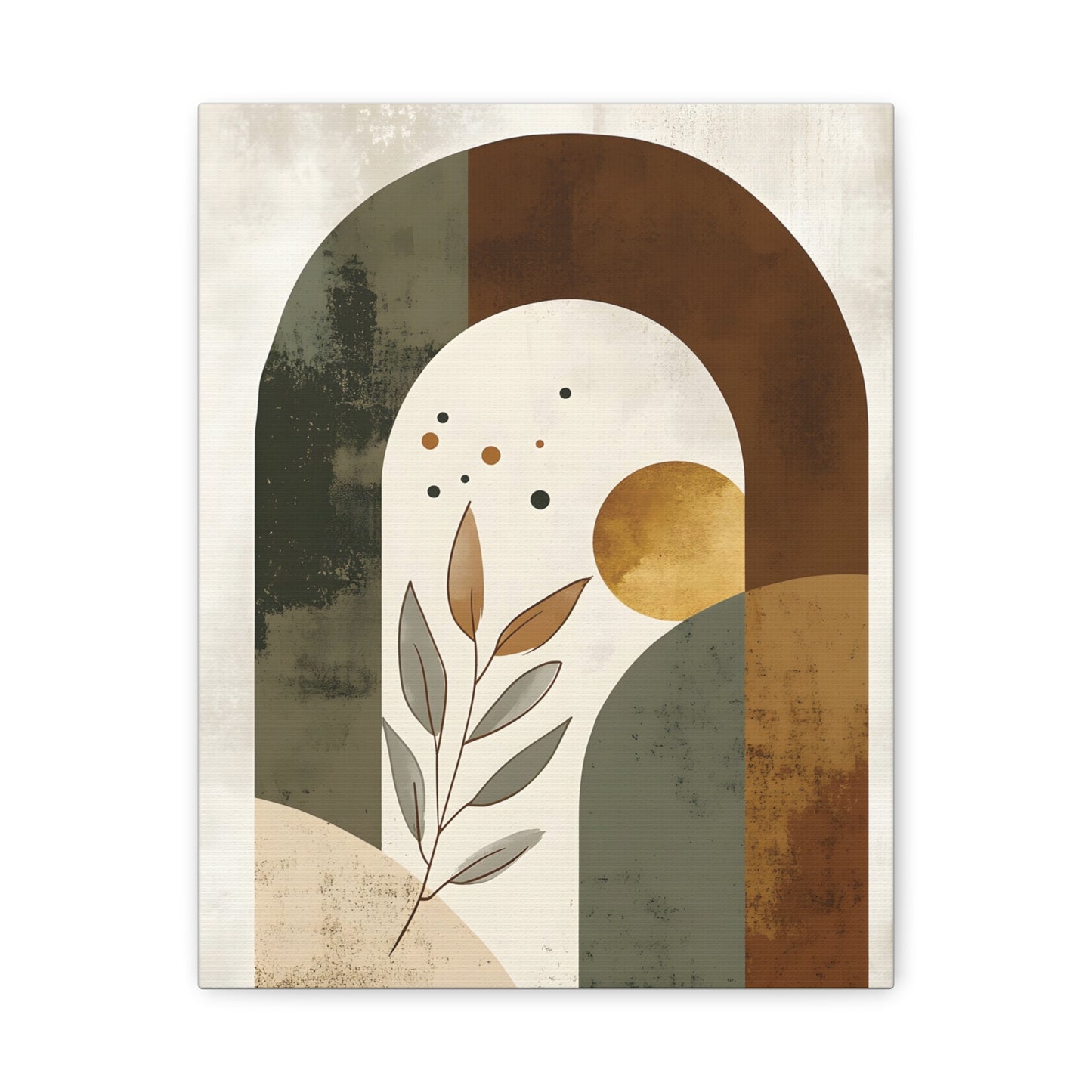 Abstract Arch Botanical Canvas Print — Earth Tone Minimal Wall Art