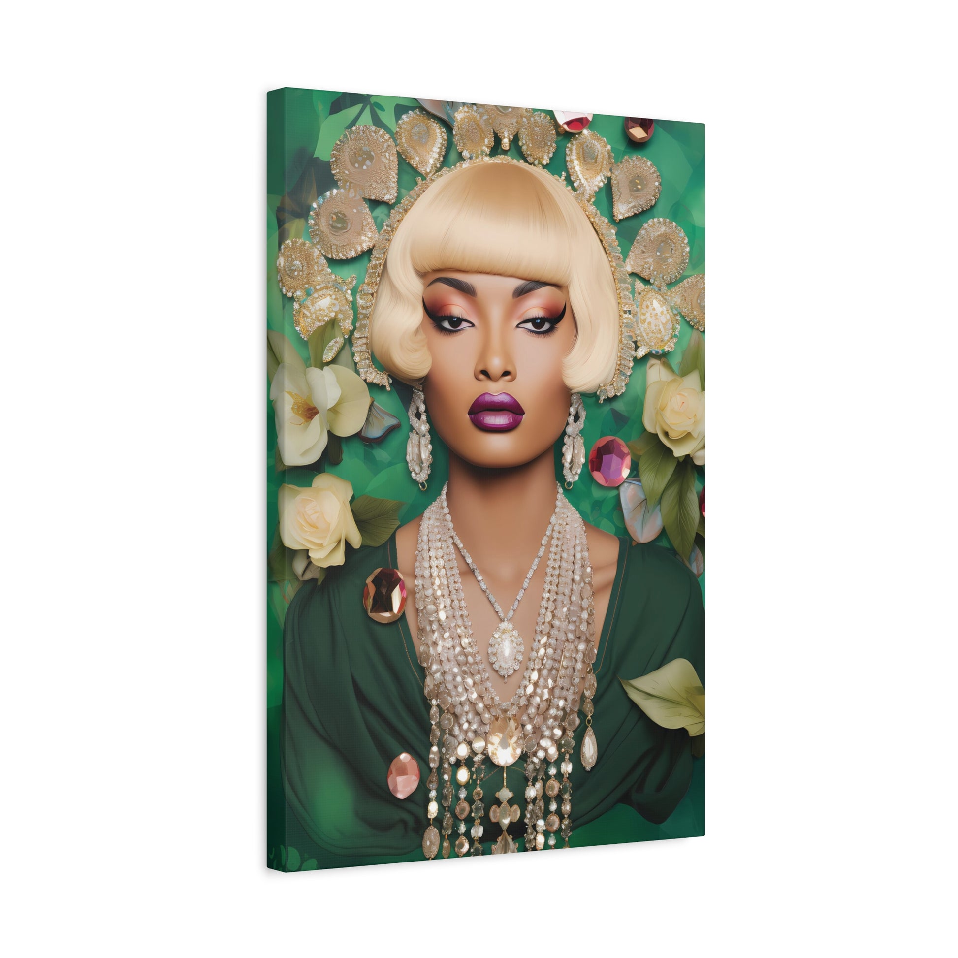 Glam Portrait Canvas – Vintage-Inspired Blonde Beauty Wall Art