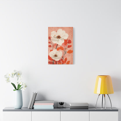 Bold Botanical Wall Art with White Flowers, Home Decor