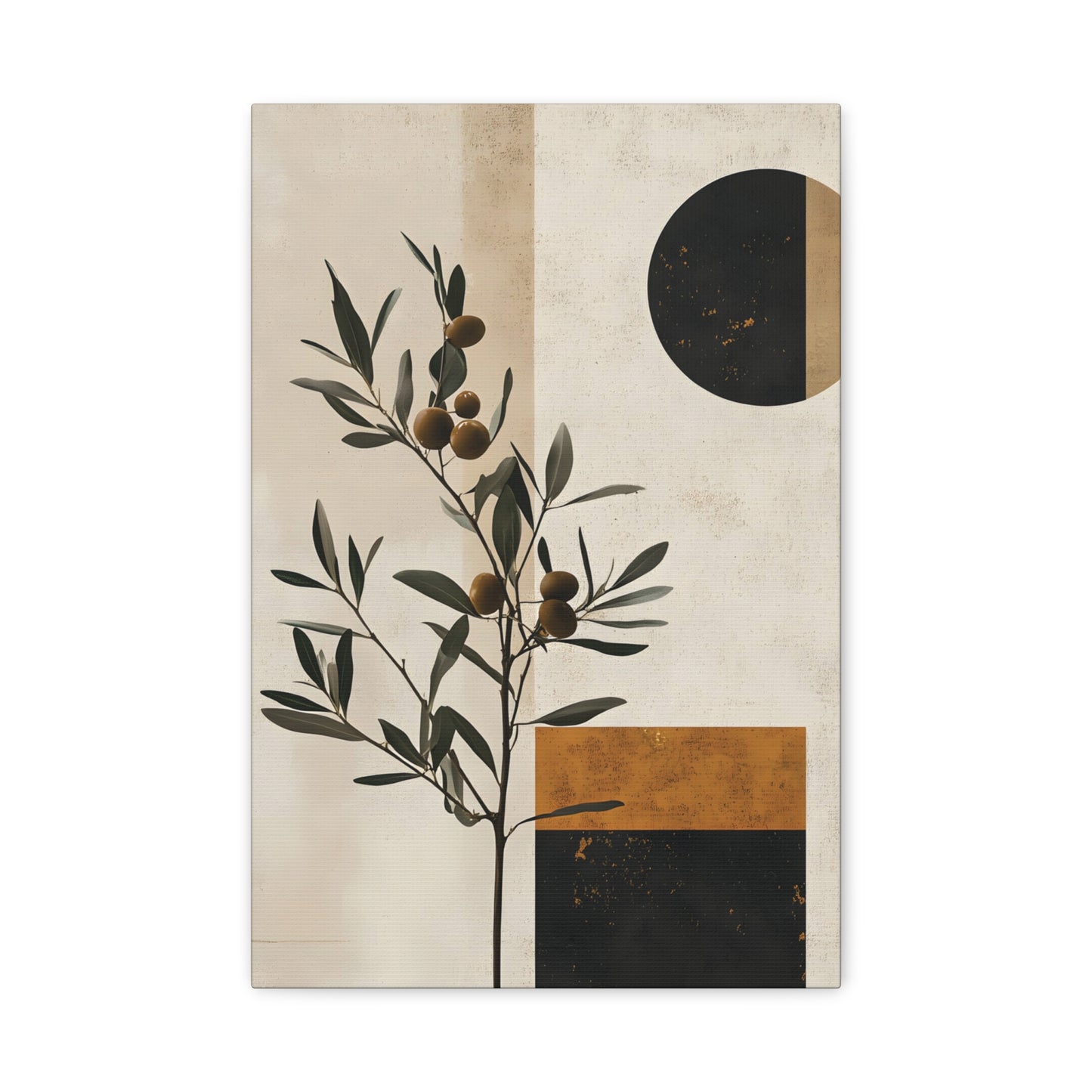 Modern Olive Branch Canvas Art — Minimalist Botanical Wall Decor