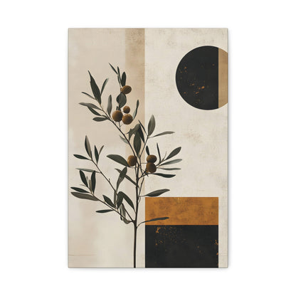 Modern Olive Branch Canvas Art — Minimalist Botanical Wall Decor