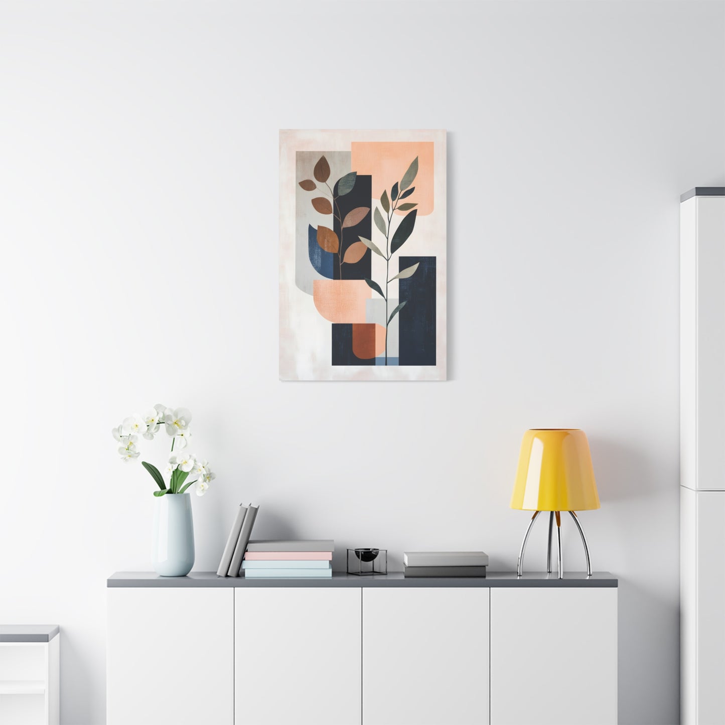 Geometric Shapes with Leaf Illustration Print