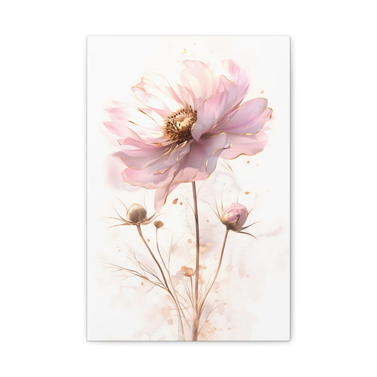 Romantic Blush Floral Illustration with Gold Details