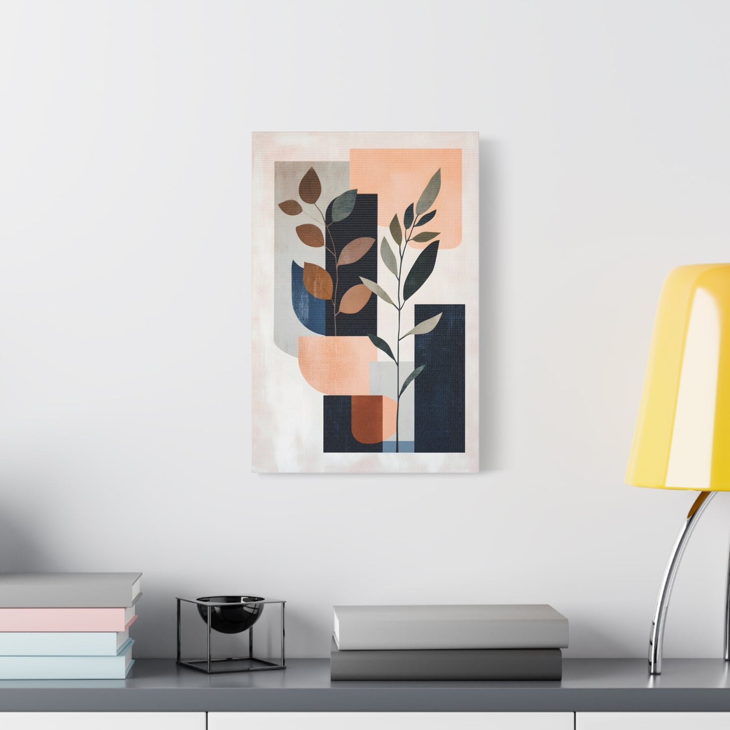 Geometric Shapes with Leaf Illustration Print