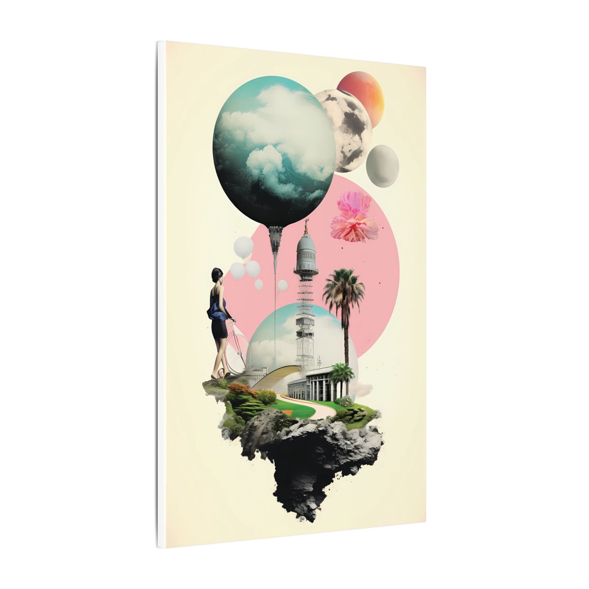 Dreamscape Explorer Canvas Art: Floating Worlds Collage