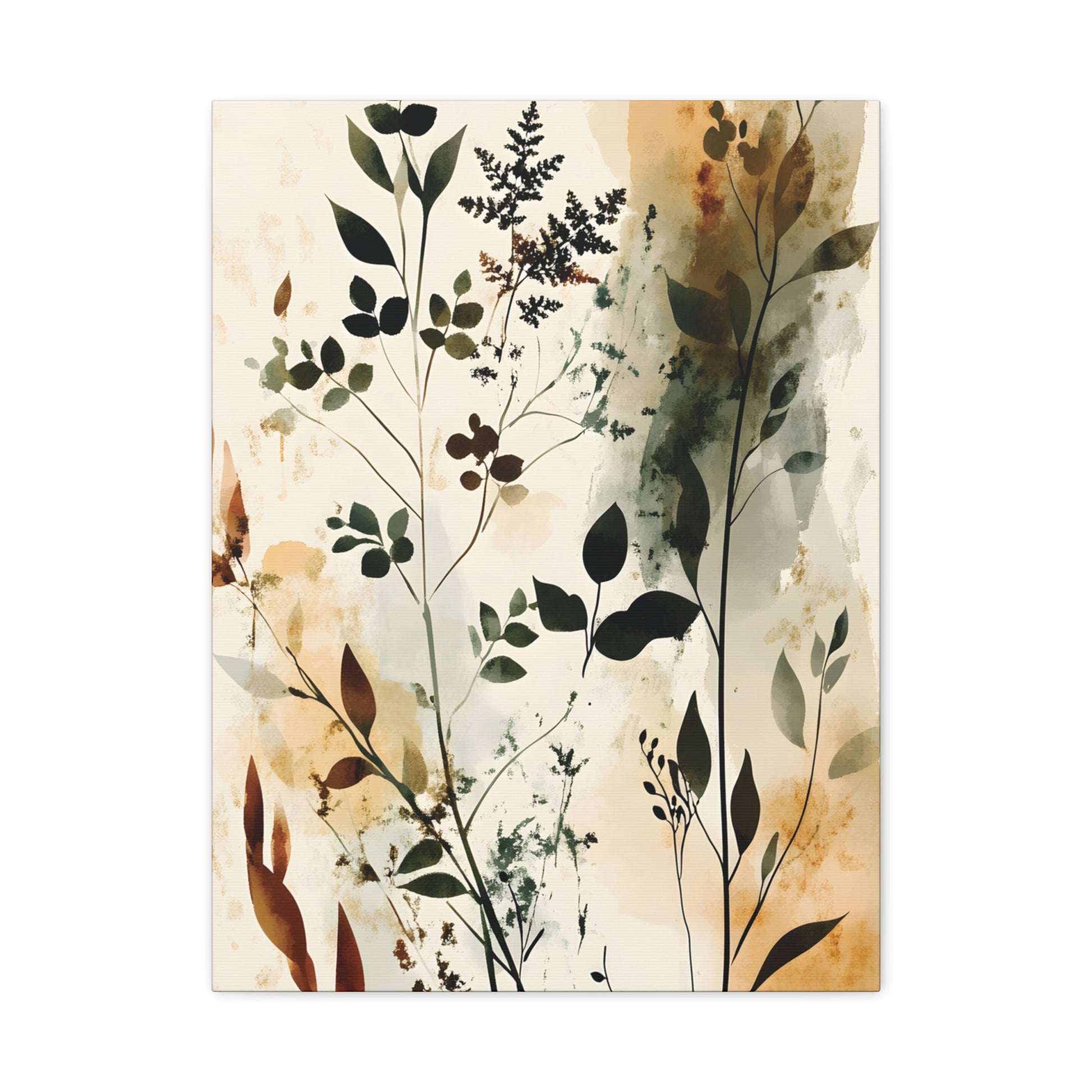 Botanical Watercolor Canvas Print — Neutral Floral Wall Art