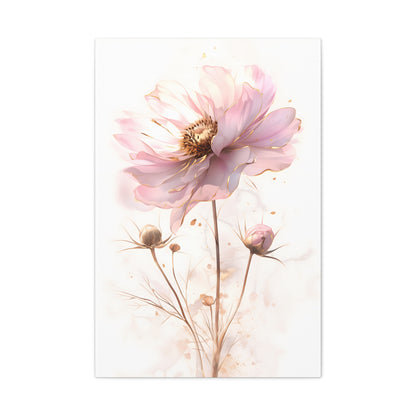 Romantic Blush Floral Illustration with Gold Details