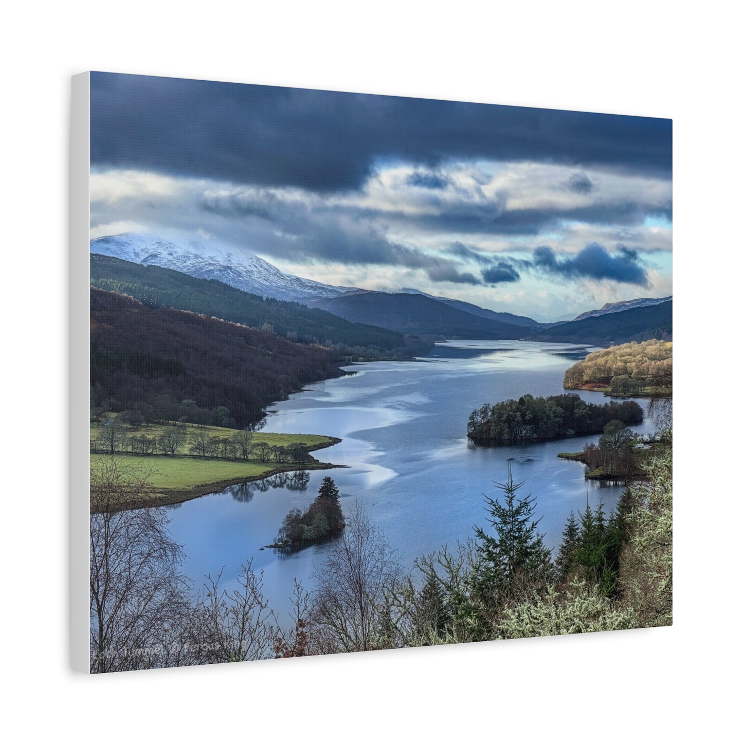 Loch Tummel with Snowy Peaks – Canvas Print by Photographer Fergus King
