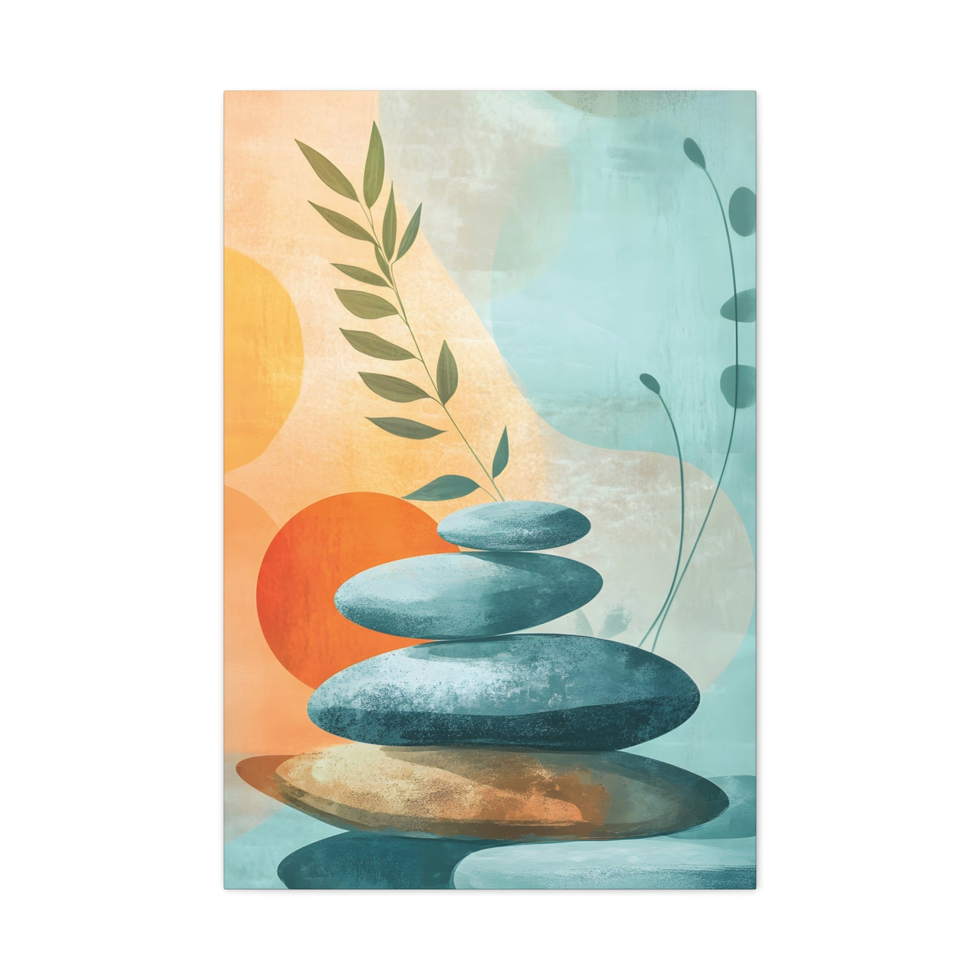 Zen Stack Abstract Canvas Wall Art — Tranquil Stones & Sun Matte Stretched Canvas
