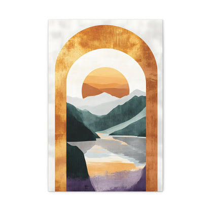 Sunset Arch Landscape Canvas Print — Abstract Mountain Lake Wall Art