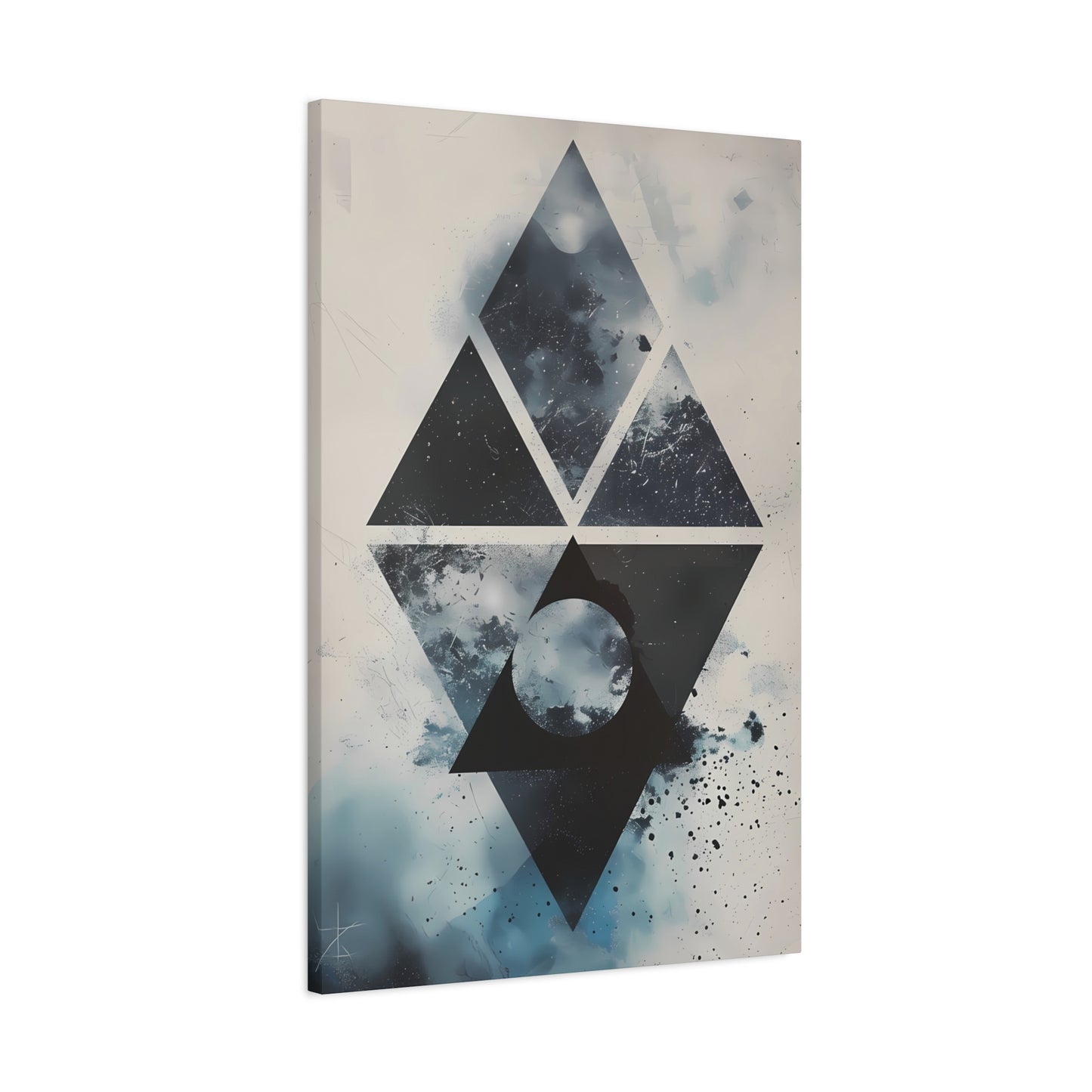 Geometric Galaxy Canvas Wall Art — Abstract Triangle Moon Print
