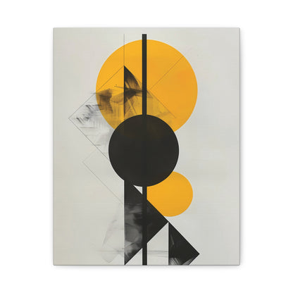 Bauhaus Circles — Yellow and Black Minimalist Print