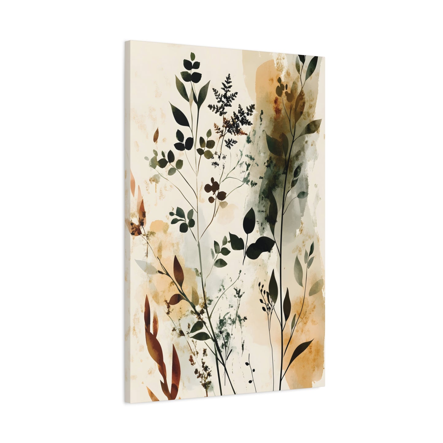 Botanical Watercolor Canvas Print — Neutral Floral Wall Art